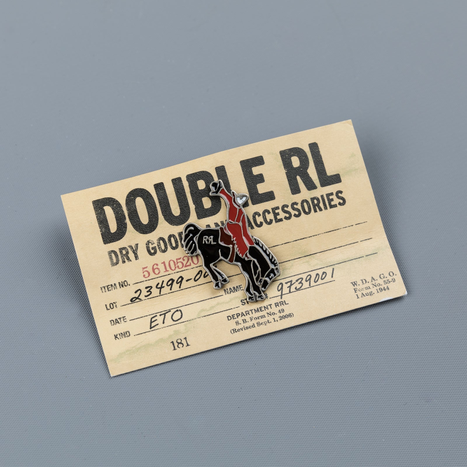 RRL Bucking Bronco pin enameled brass