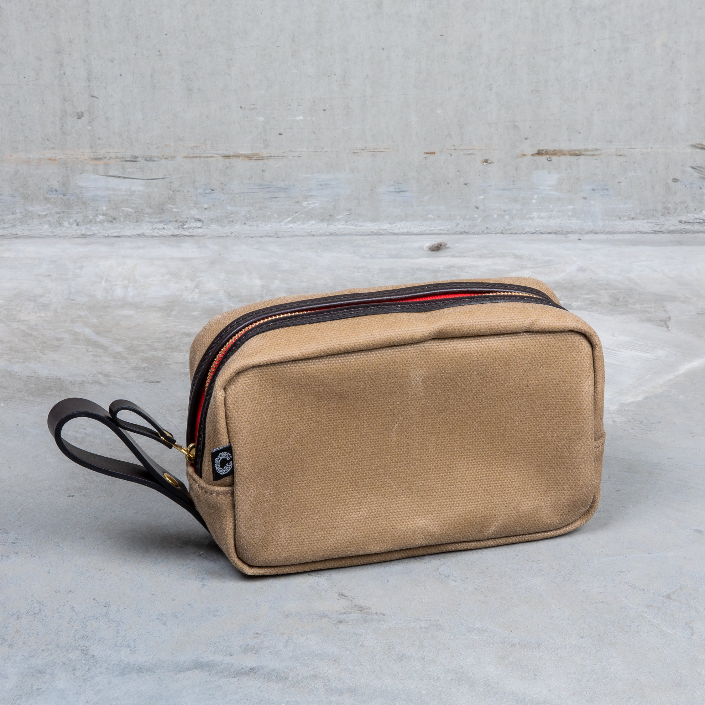 Croots Waxed Canvas Wash Bag Sand