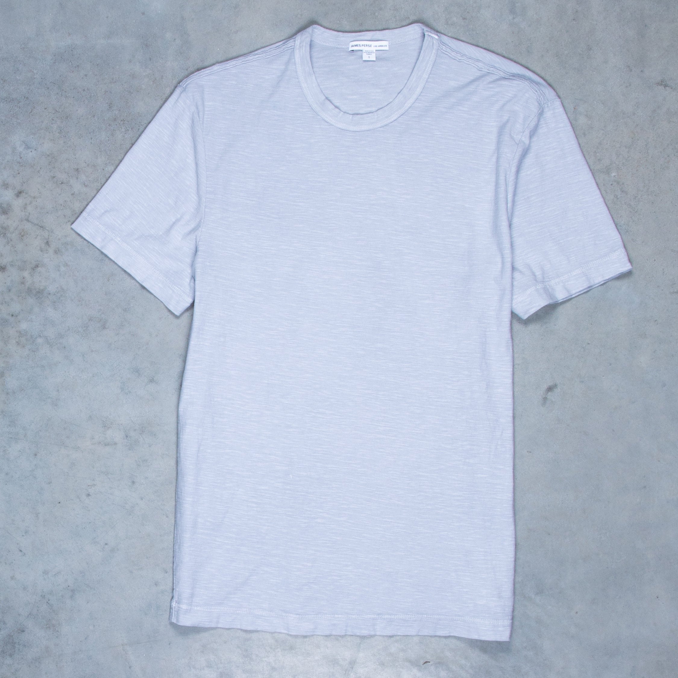 James Perse Crew Neck Reverse Slub Jersey T-Shirt Blue Fog