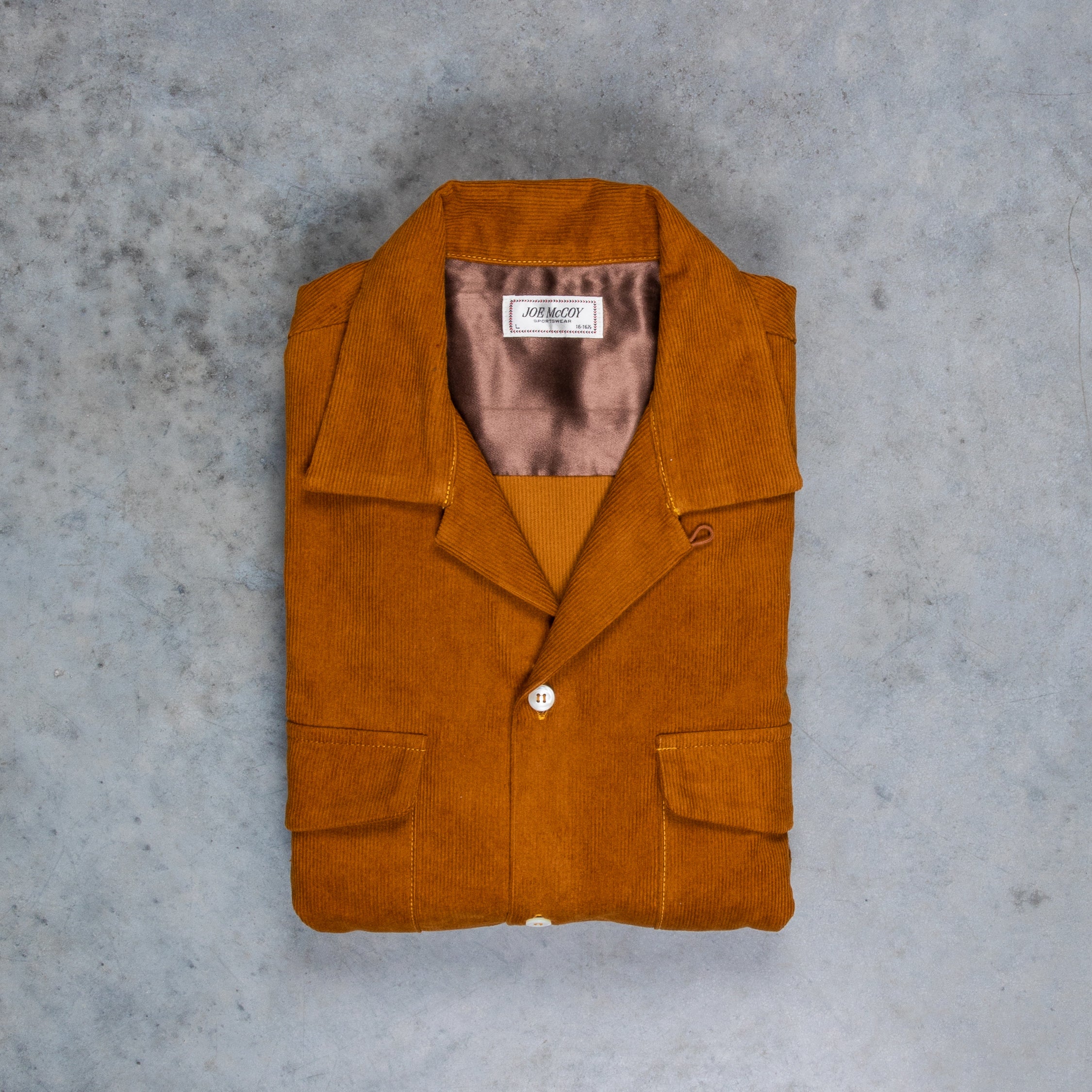 The Real McCoy's Corduroy Open Collar Shirt Mustard