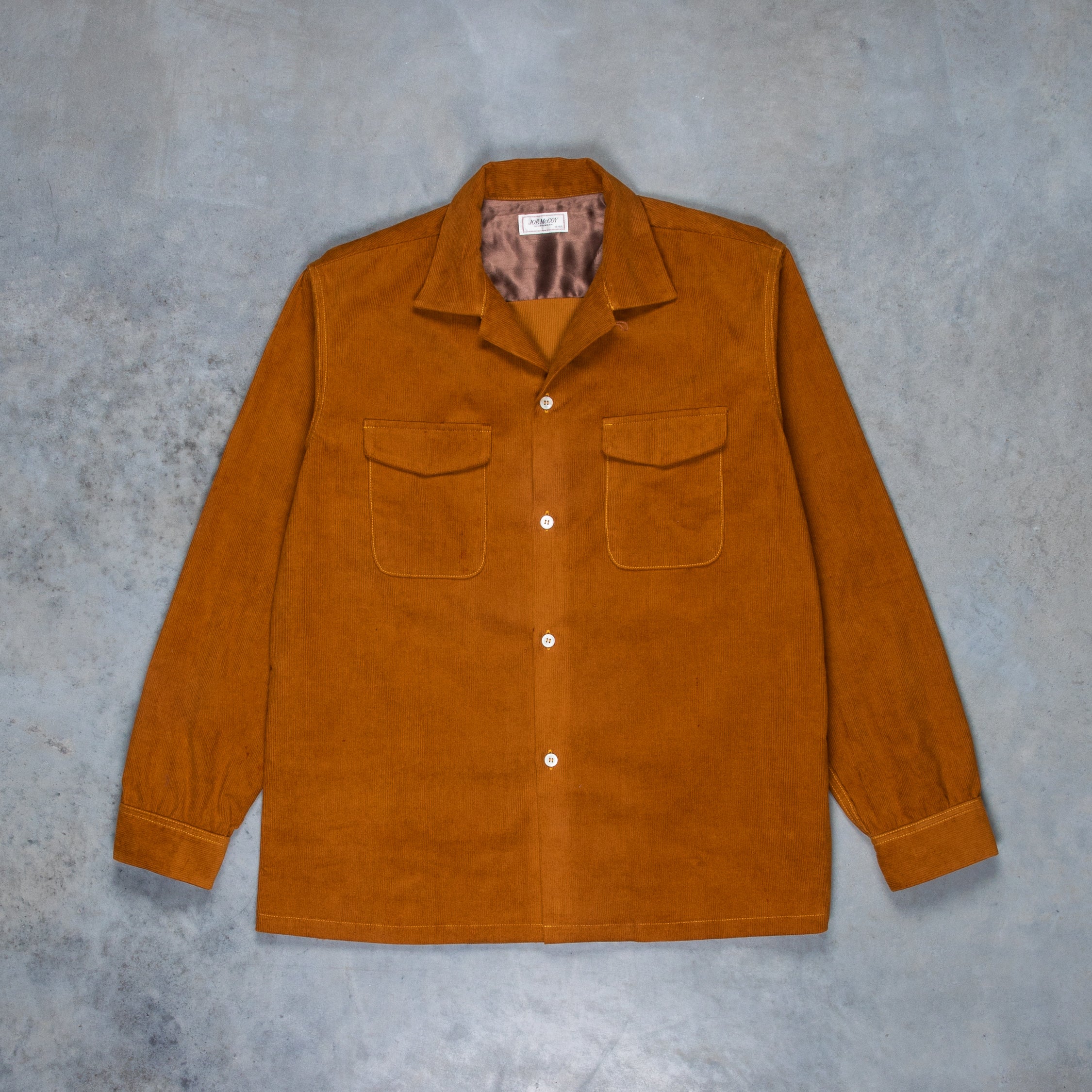 The Real McCoy's Corduroy Open Collar Shirt Mustard