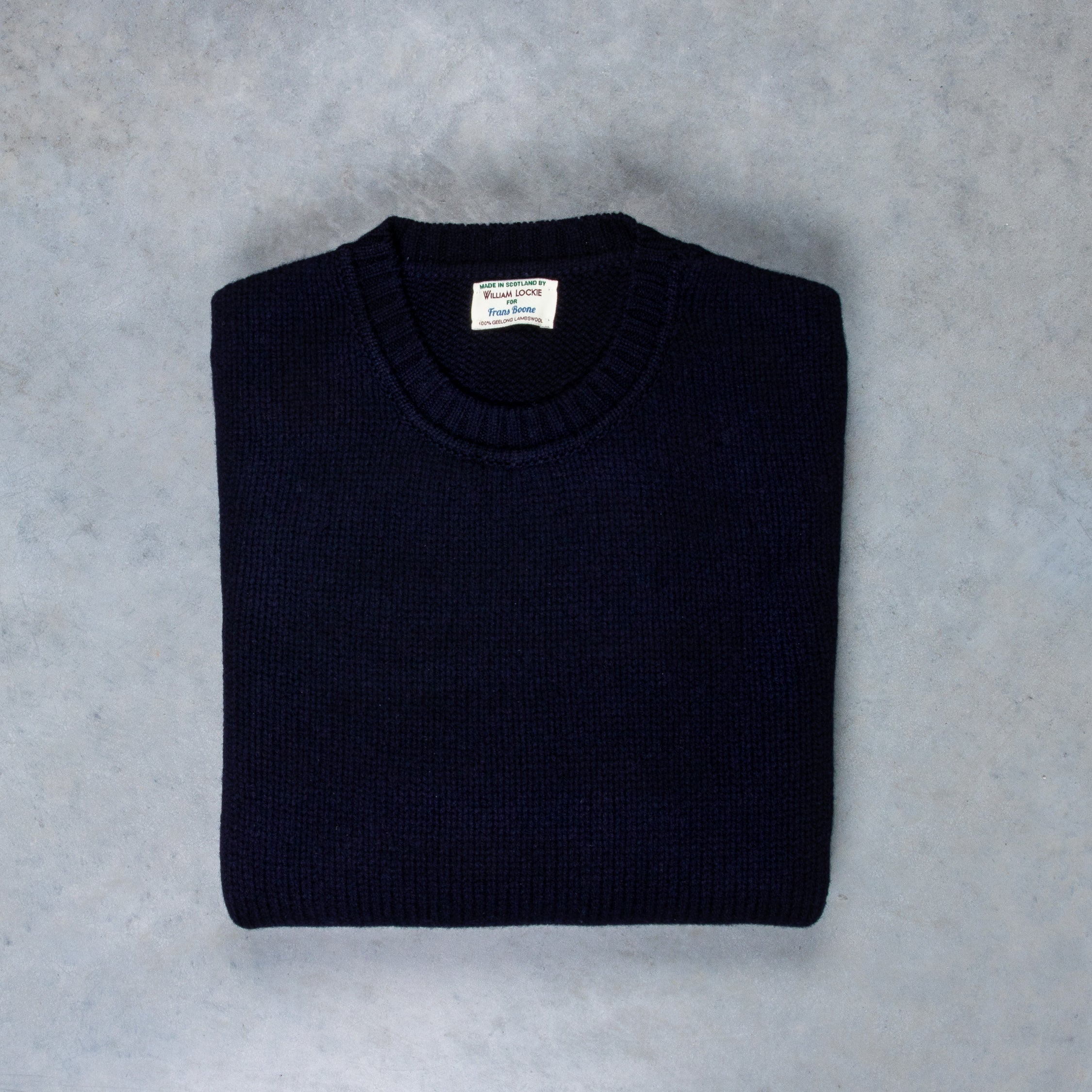 William Lockie x Frans Boone Alain Lambswool Crew Neck Navy