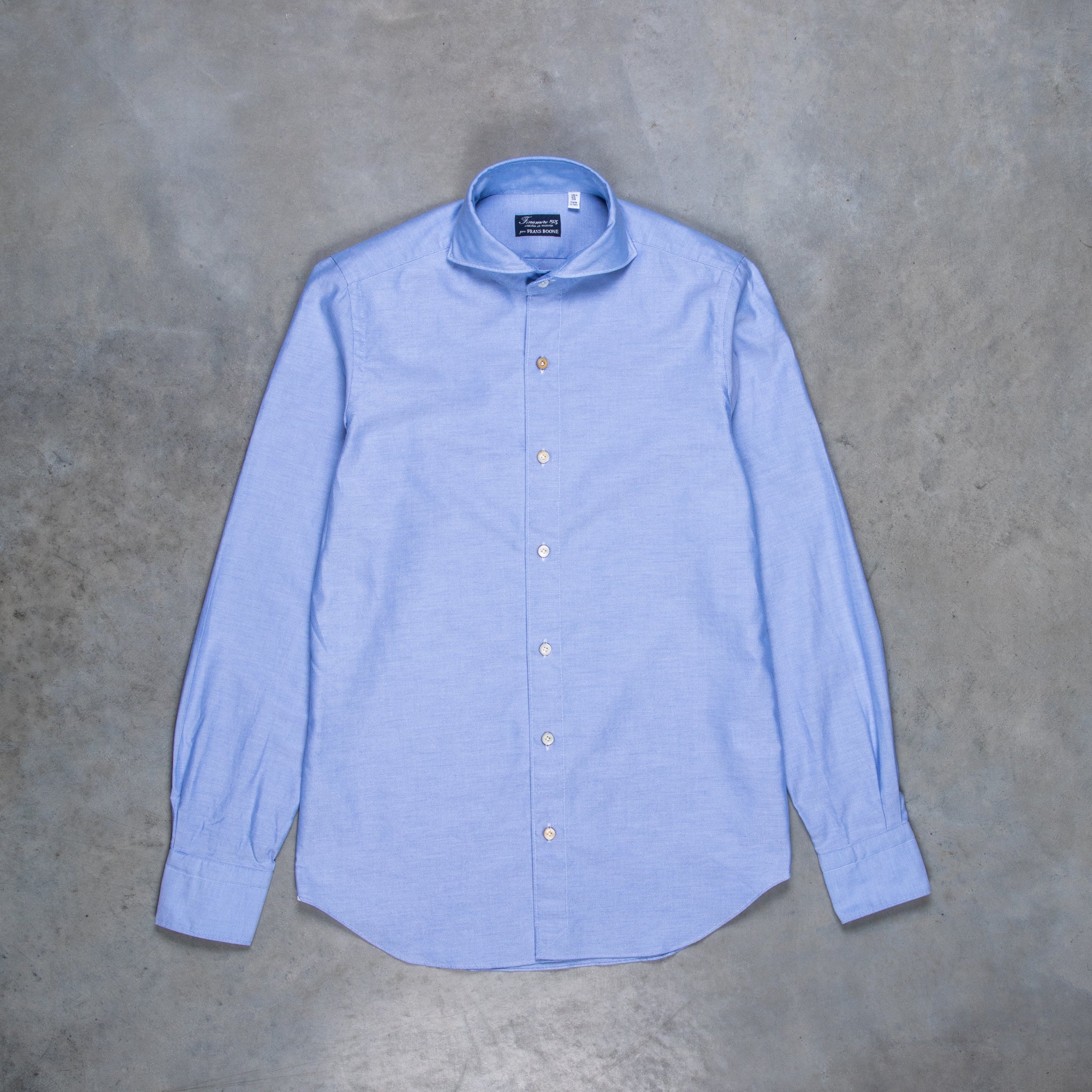 Finamore washed Tokyo Sergio collar shirt oxford blue