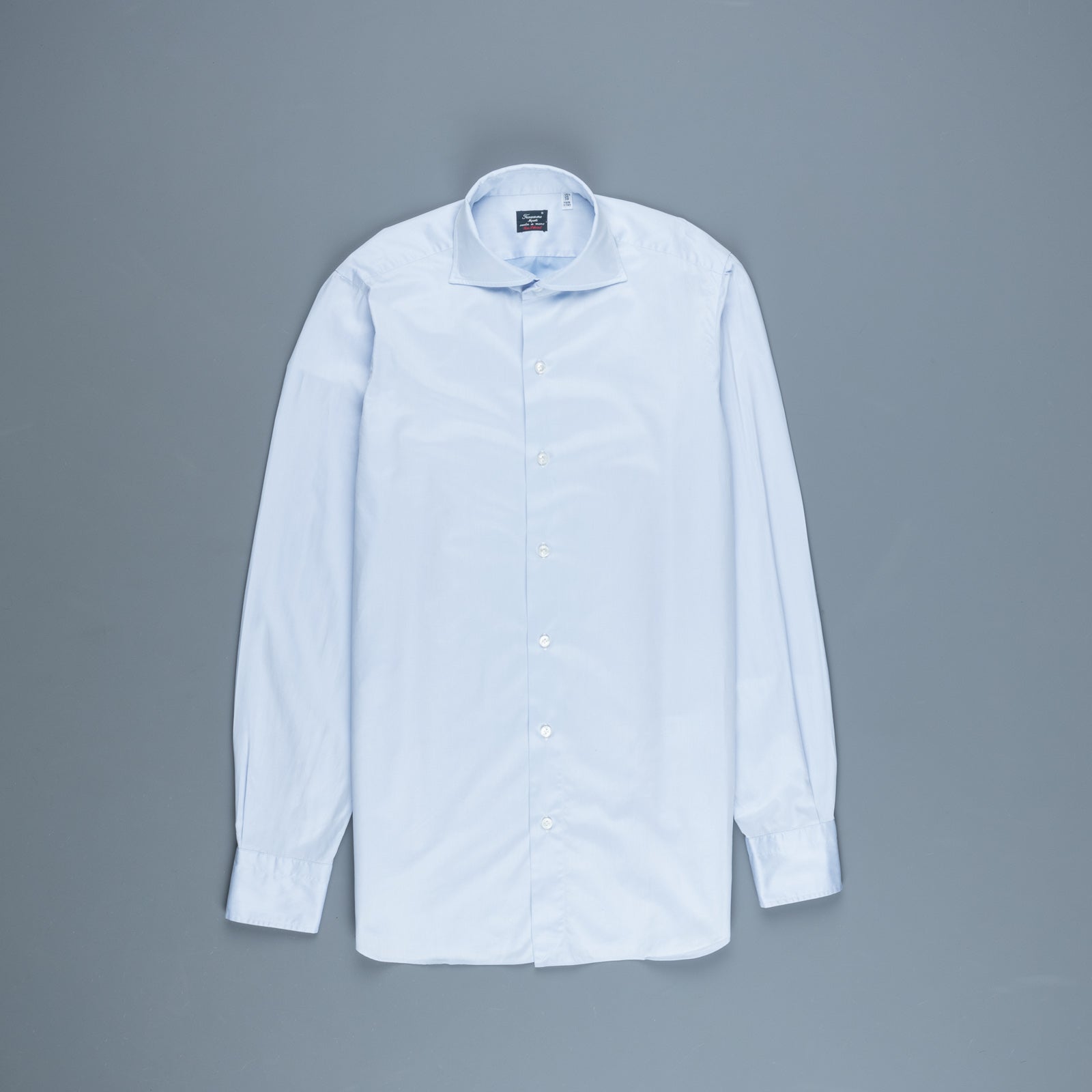 Finamore Napoli Shirt Simone Collar Sea Island Light Blue Twill