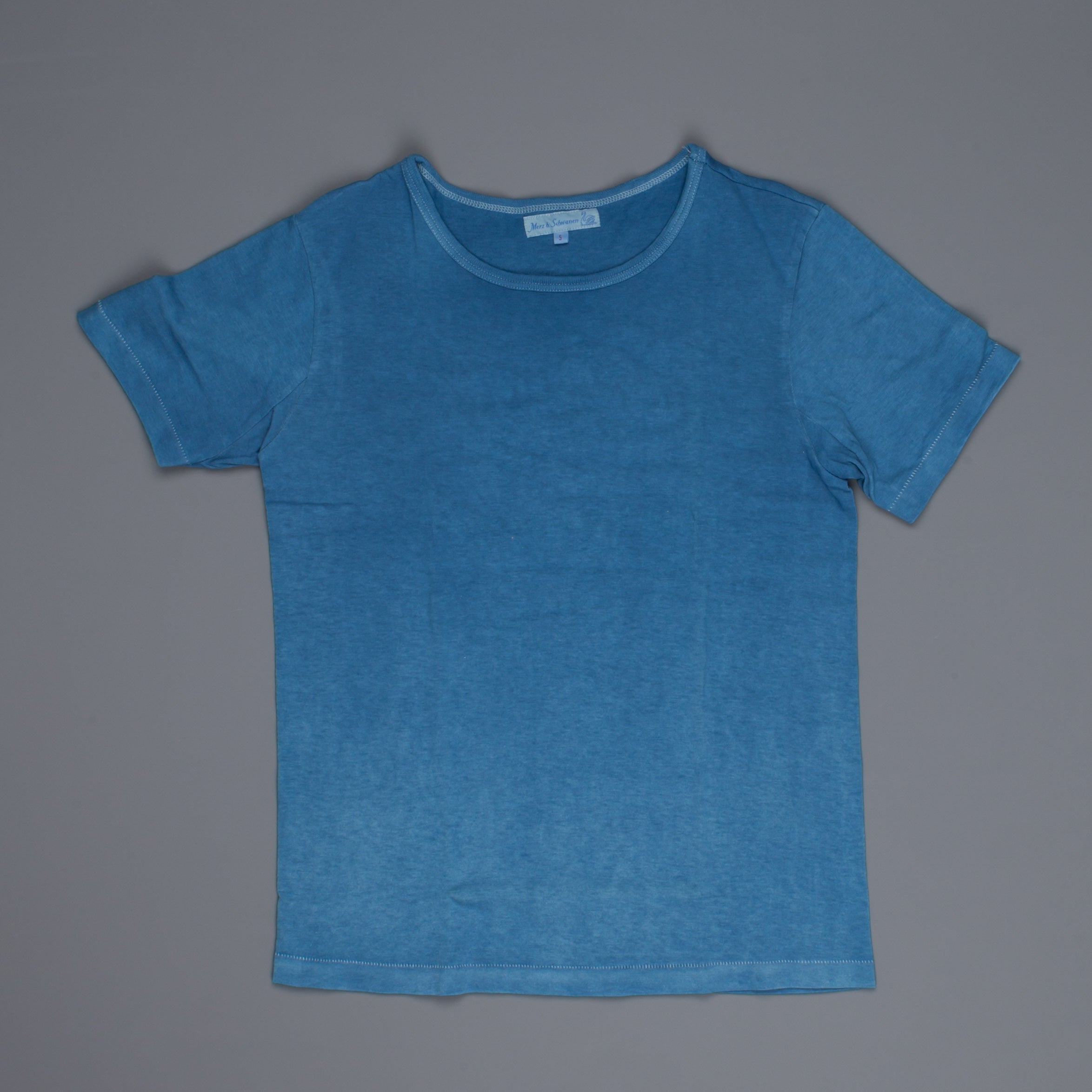 Merz b Schwanen 215 Crew Neck Tee 1/4 slv. Indigo