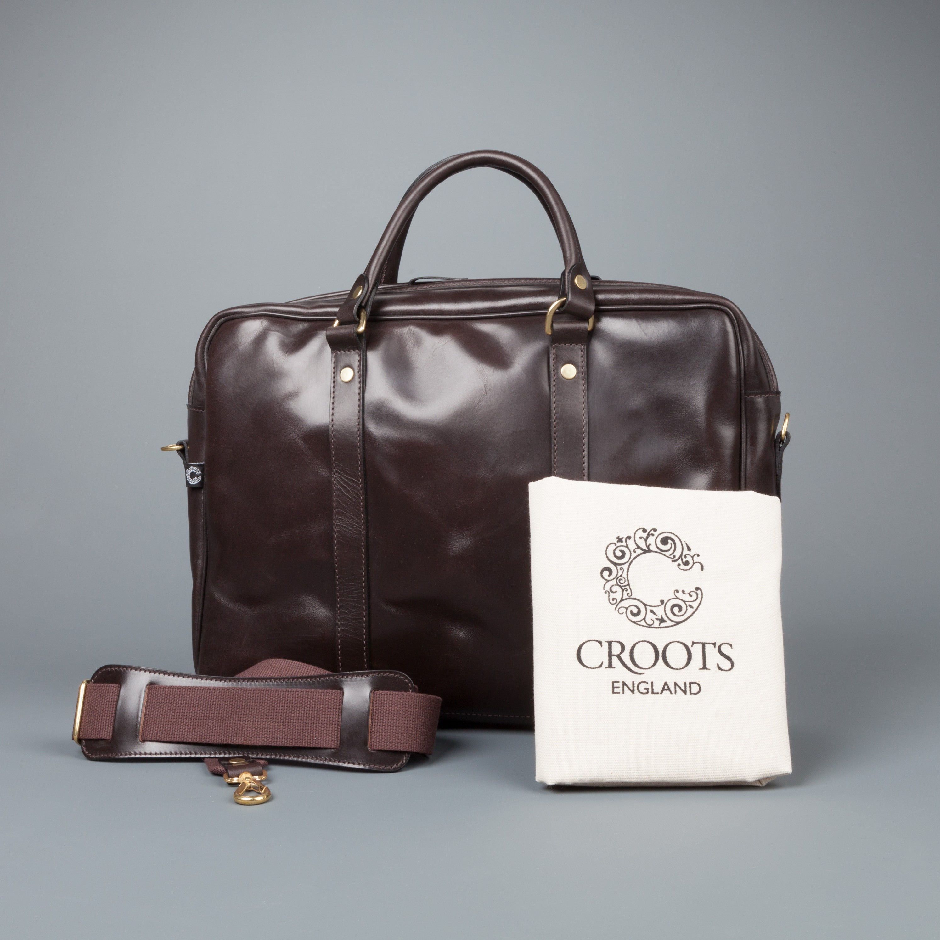 Croots Bridle Leather Dark Havana Laptop Bag