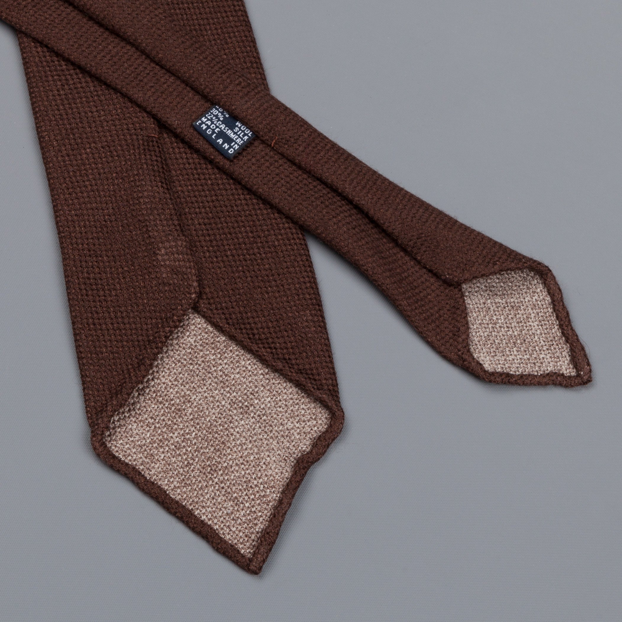 Drake's untipped tie wool/cashmere/silk blend brown