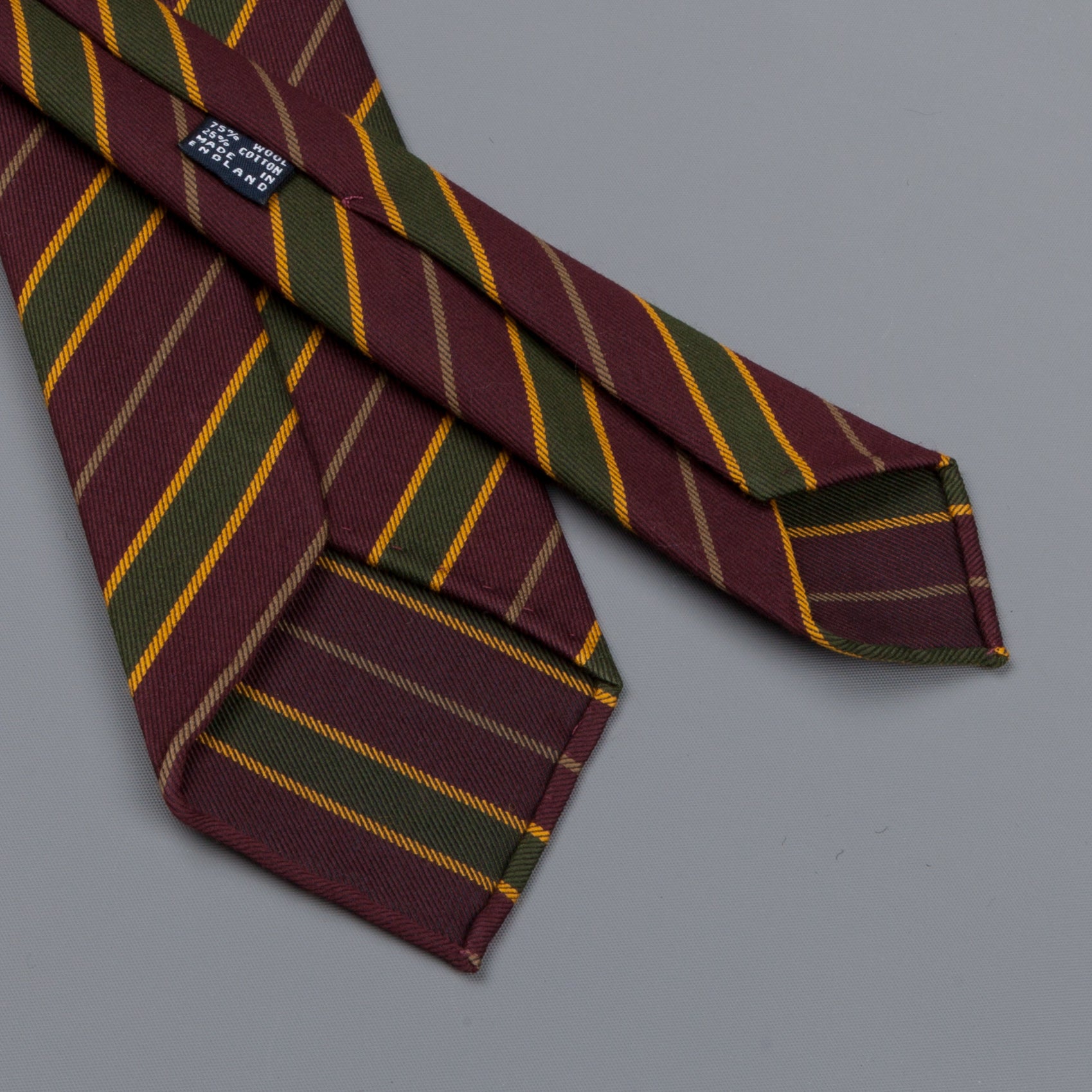 Drake's untipped club tie forest green stripe burgundy