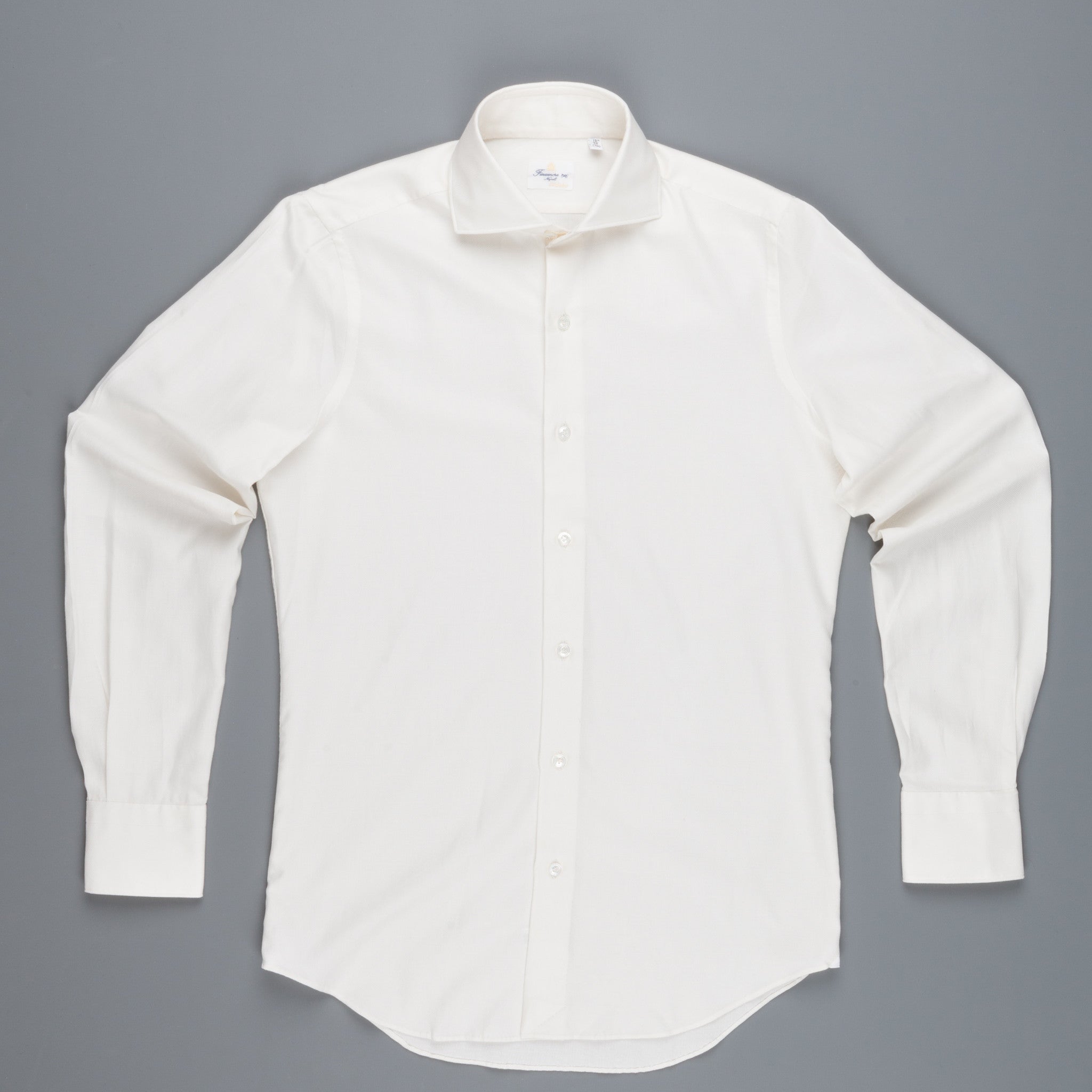 Finamore Esclusiva shirt woven piquet camel Bianco Sporco Collo Eduardo