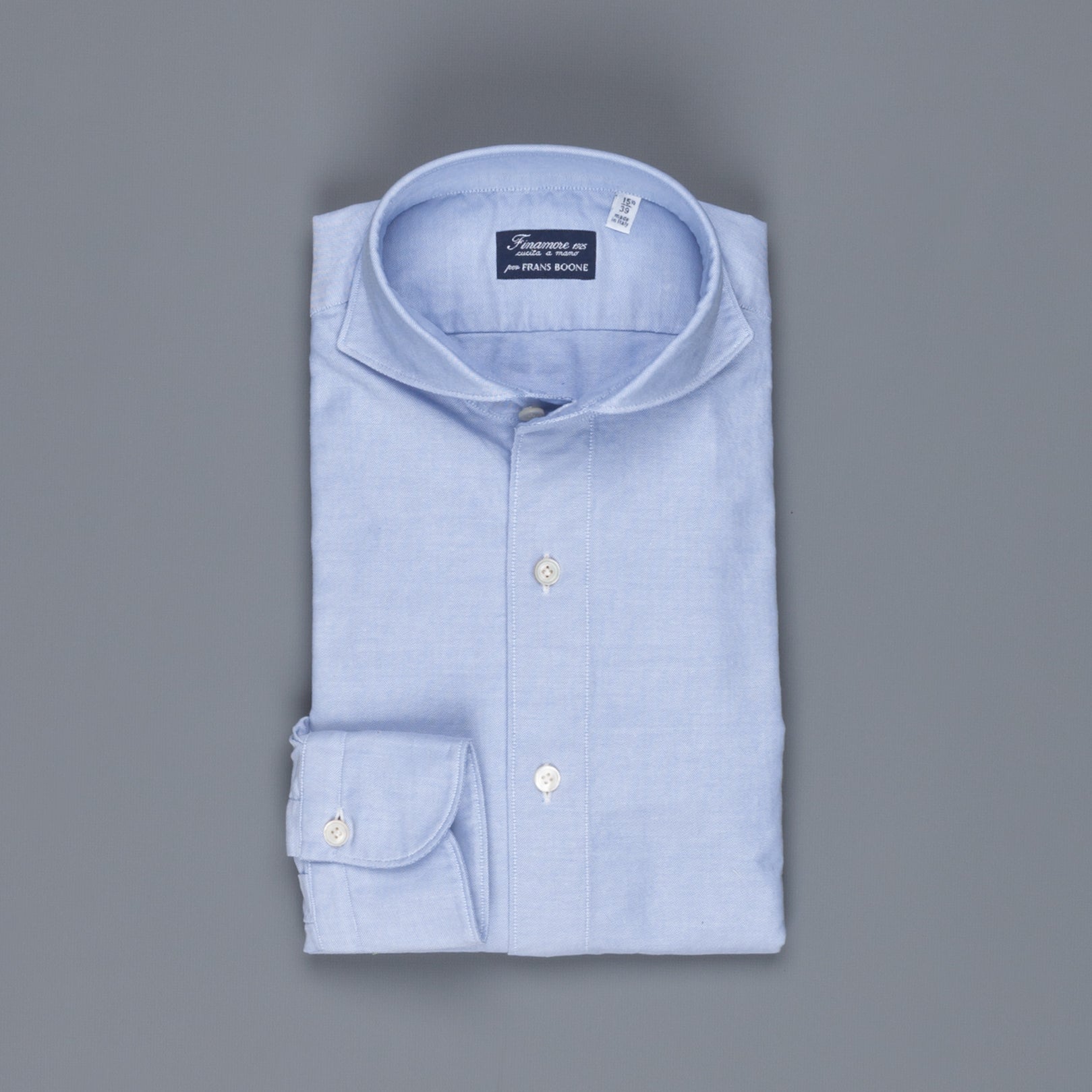 Finamore Tokyo Shirt Sergio Collar Fine Oxford Midblue