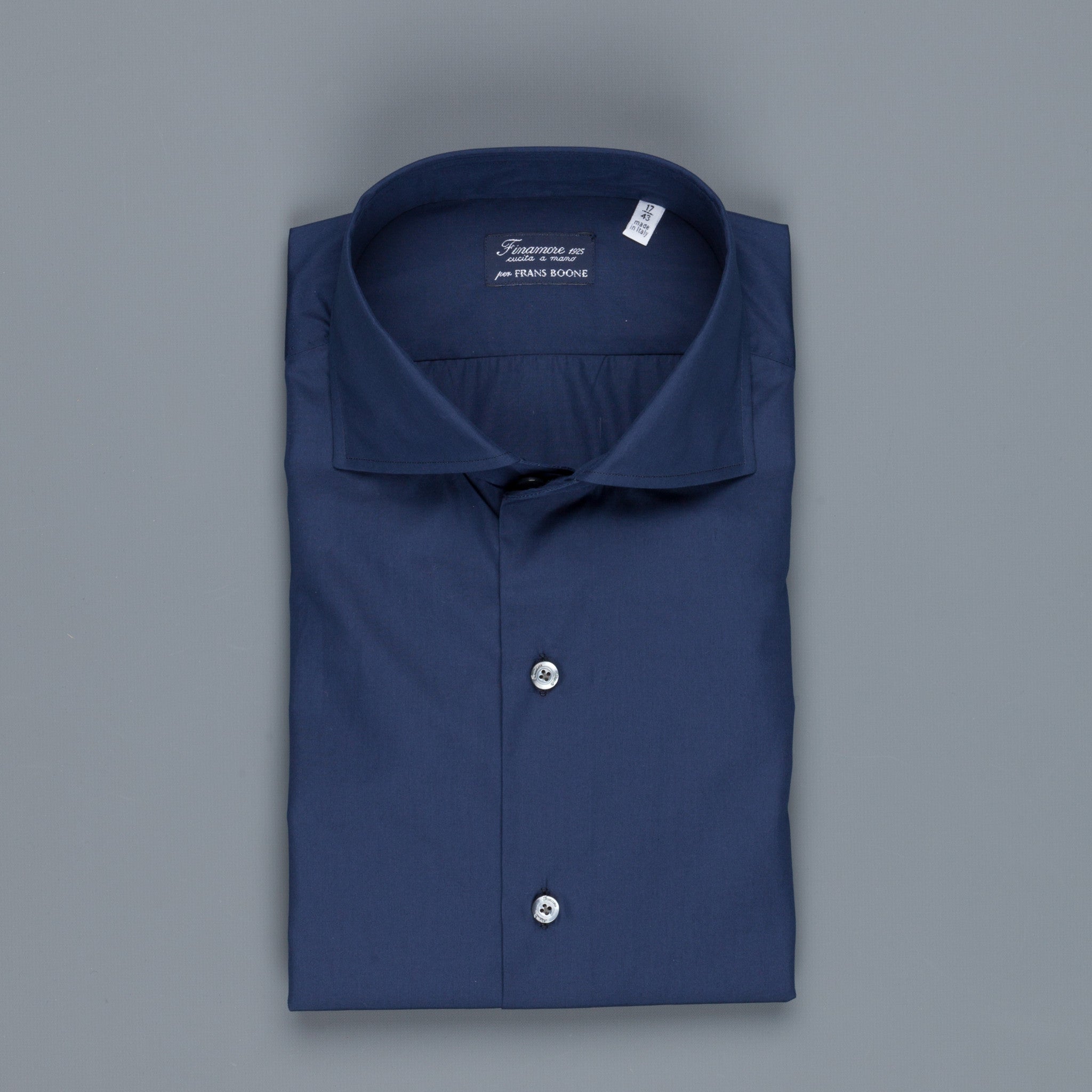 Finamore Napoli Shirt Soft Collar Eduardo Navy