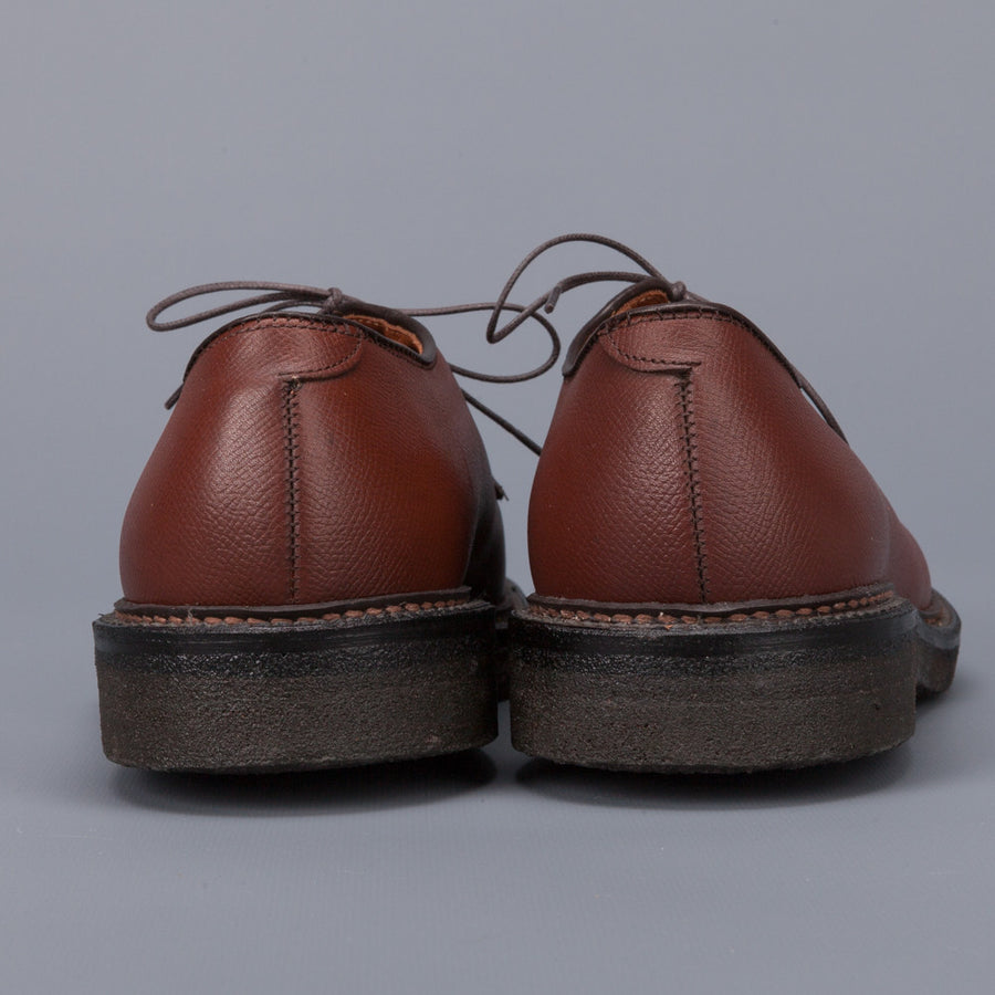 Alden plain toe blucher in brown grained leather on crepe sole – Frans ...