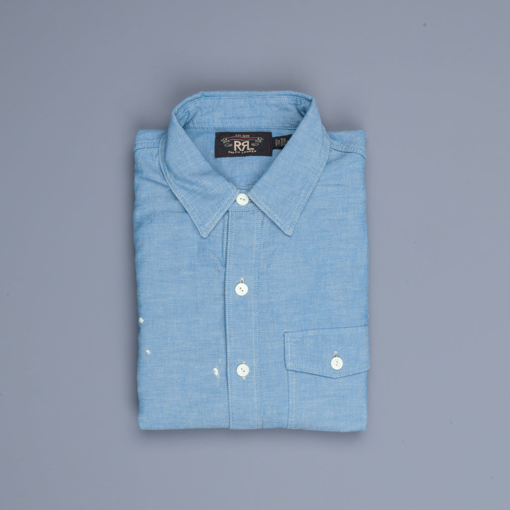 RRL Painted Chambray Workshirt Reactive Blue