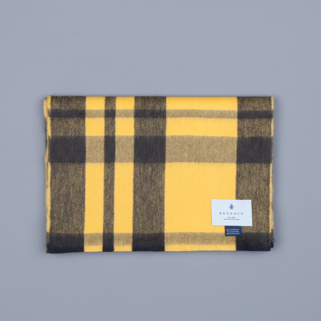 Alex Begg Vale Lambswool Scarf Stadium Khaki & Yellow