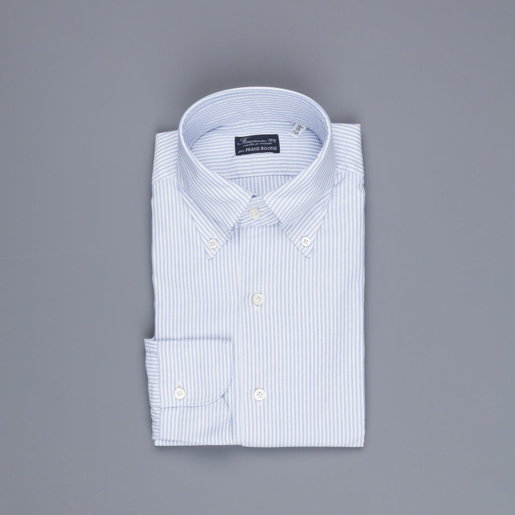 Finamore Tokyo Shirt Lucio Collar oxford Light Blue Stripe