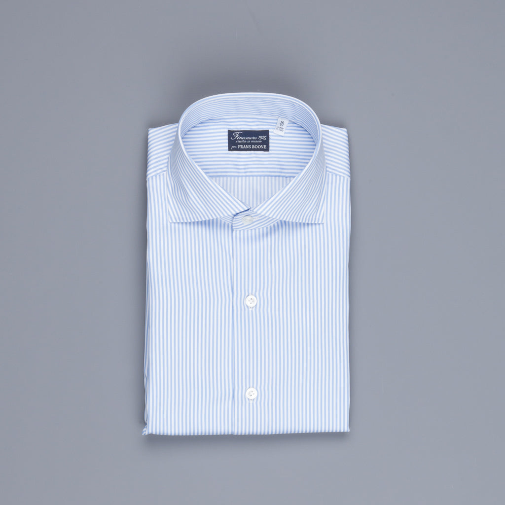 Finamore Napoli shirt collo Eduardo blue bengal stripe twill