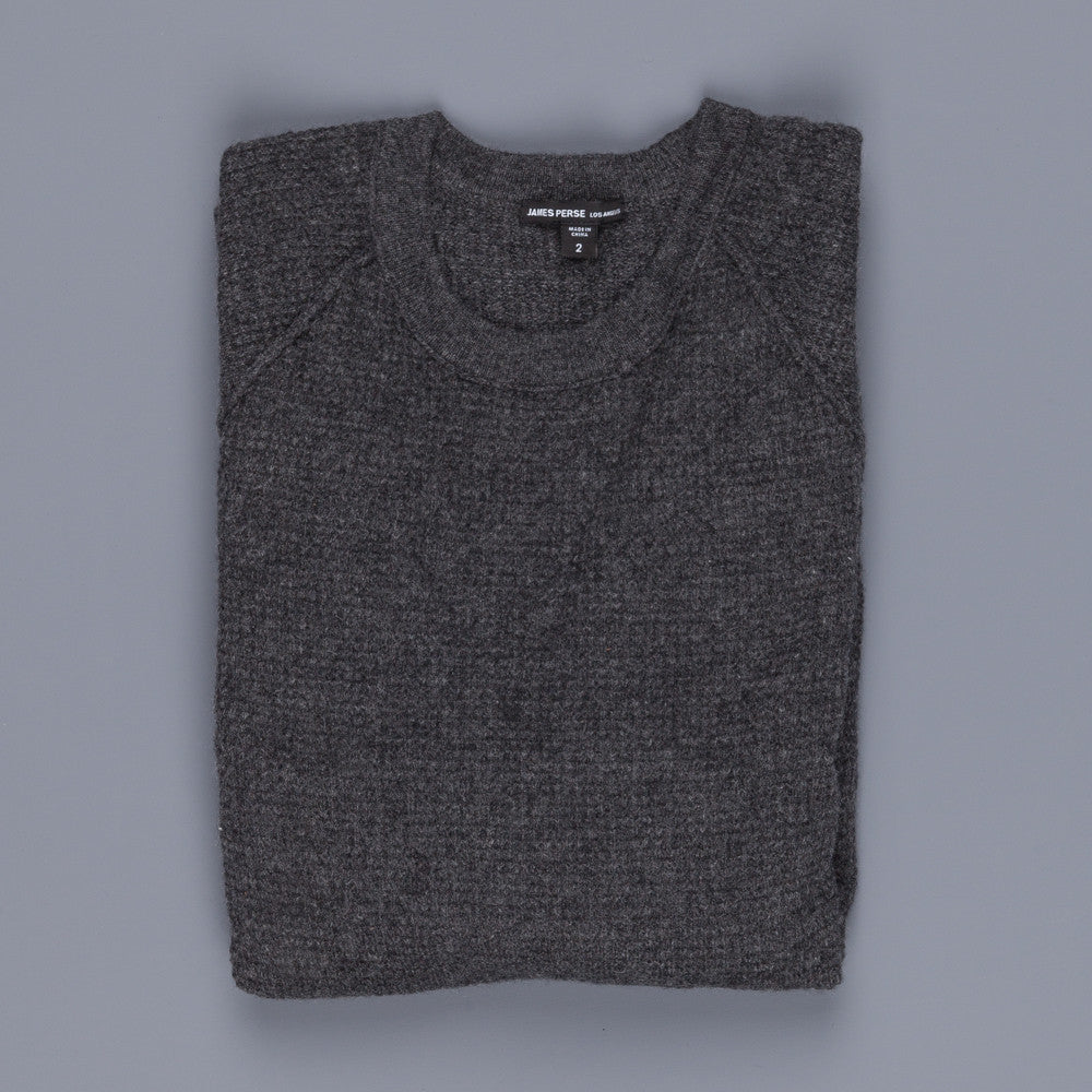 James Perse cashmere raglan crew neck bubble knit charcoal