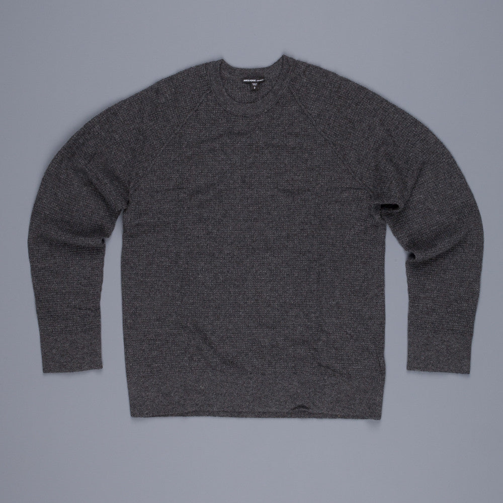 James Perse cashmere raglan crew neck bubble knit charcoal