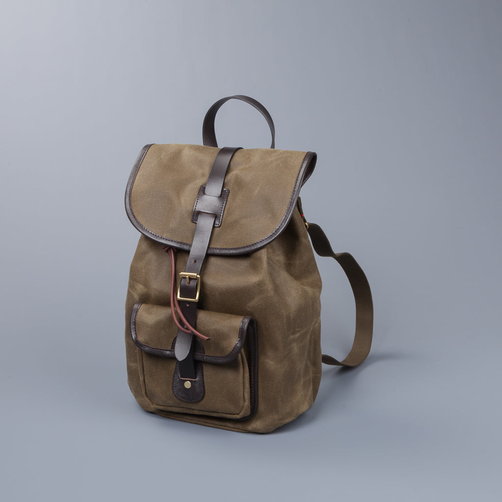 Croots Drawstring rucksack Waxed Olive