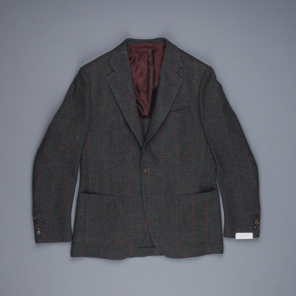 De Petrillo x Frans Boone jacket Shetland Herringbone two tone windowpane teal