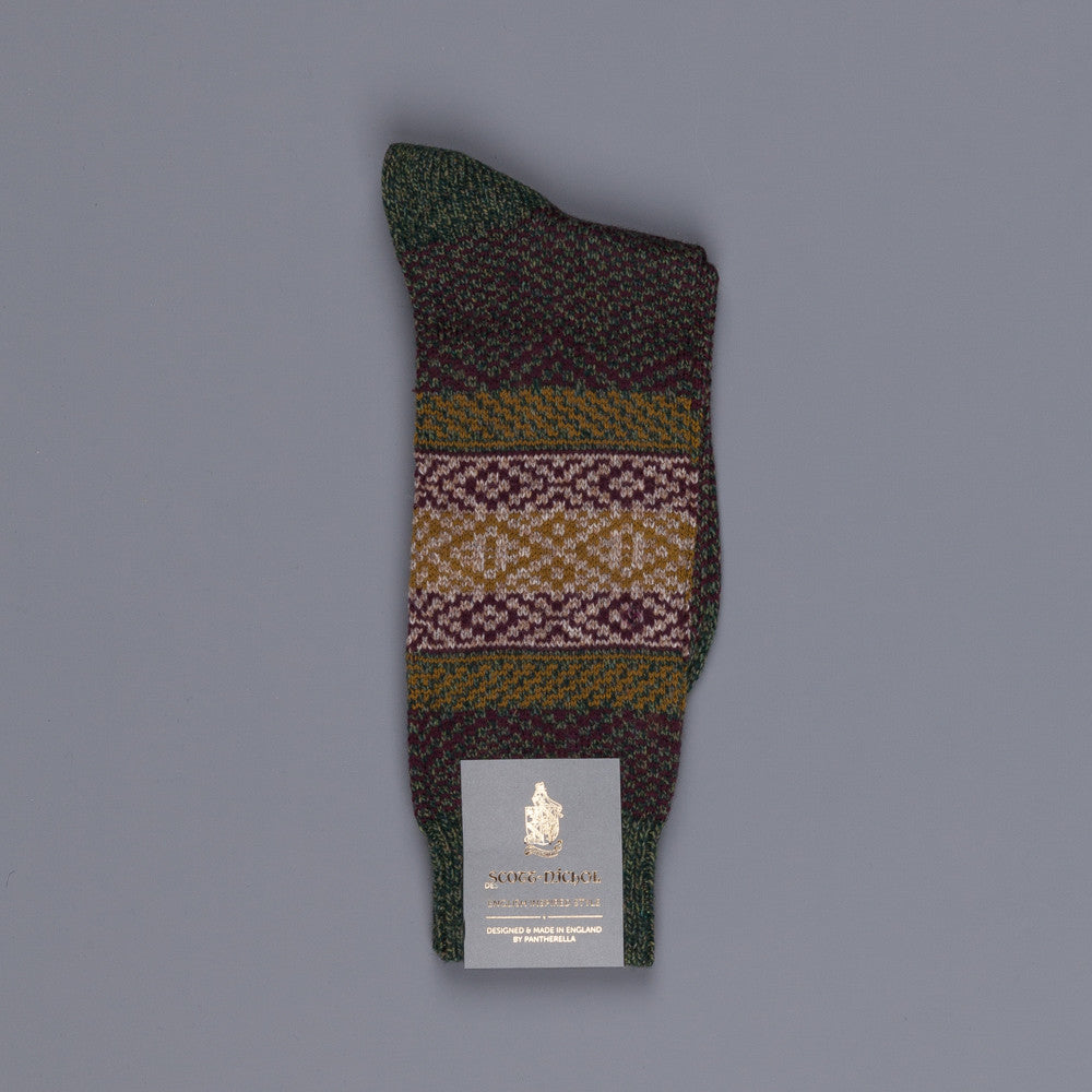 Scott Nichol wool socks jaquard forest