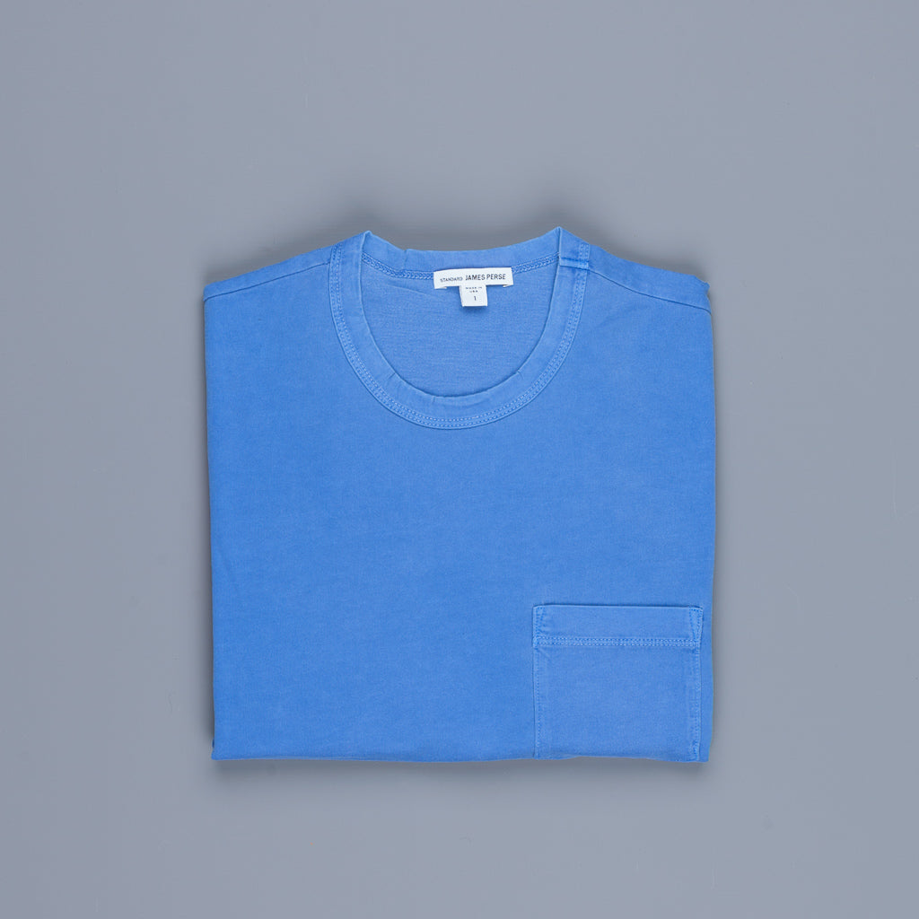 James Perse Crew Neck Pocket Tee Suede Jersey Electric Blue