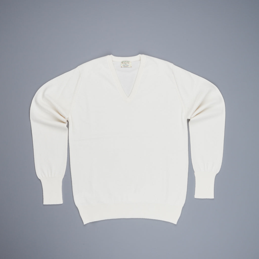 William Lockie Oxton Cashmere V-Neck Ice White