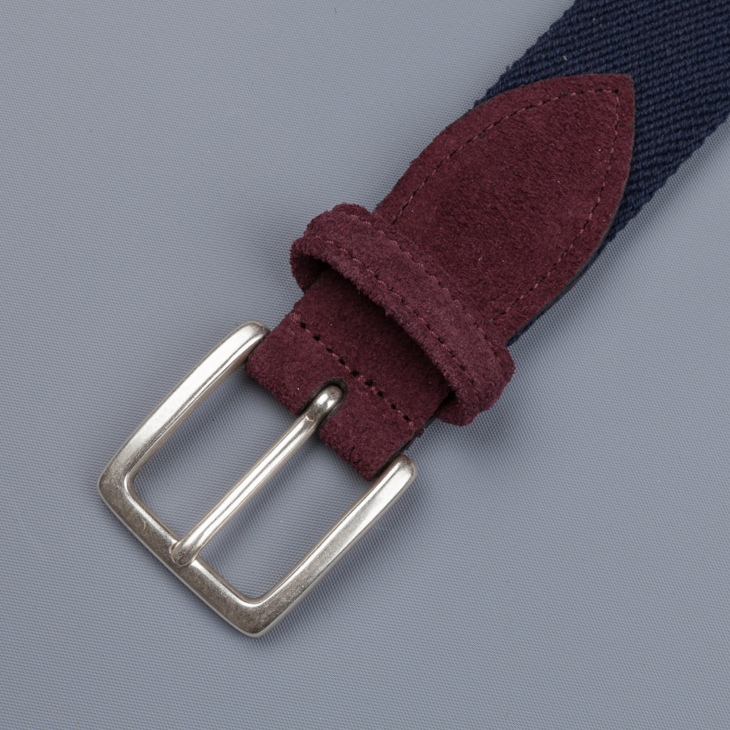 Anderson's x Frans Boone woven belt Navy -  Burgundy suede