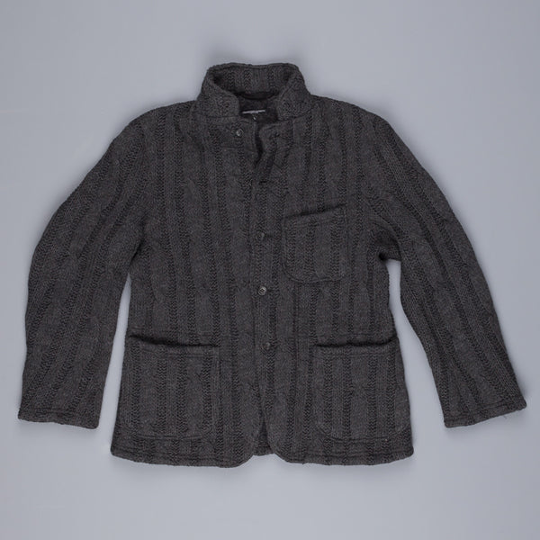 Engineered Garments knit leisure jacket in dark grey cable knit – Frans ...