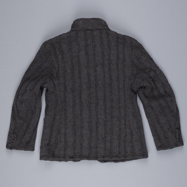 Engineered Garments knit leisure jacket in dark grey cable knit – Frans ...