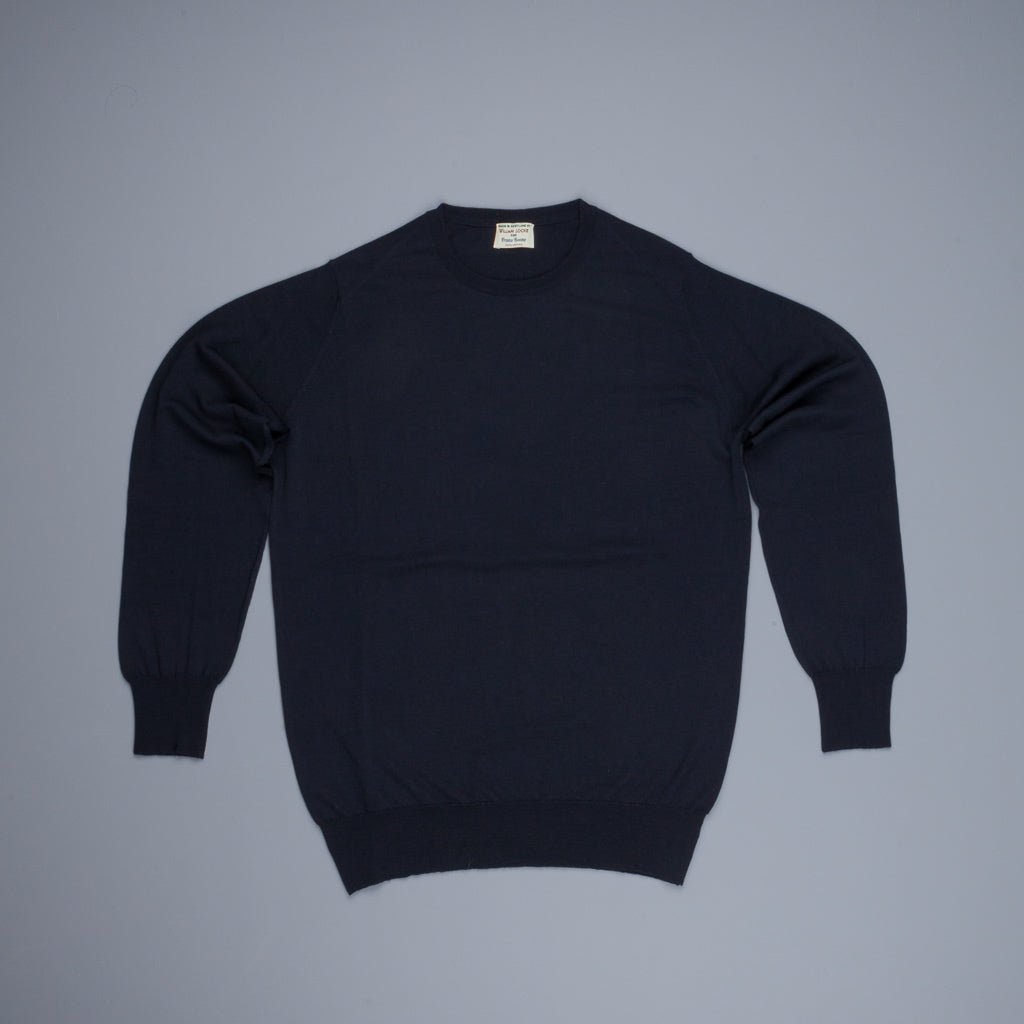 William Lockie x Frans Boone 30 gauge Loro Piana Merino's Crew Neck Dark Navy