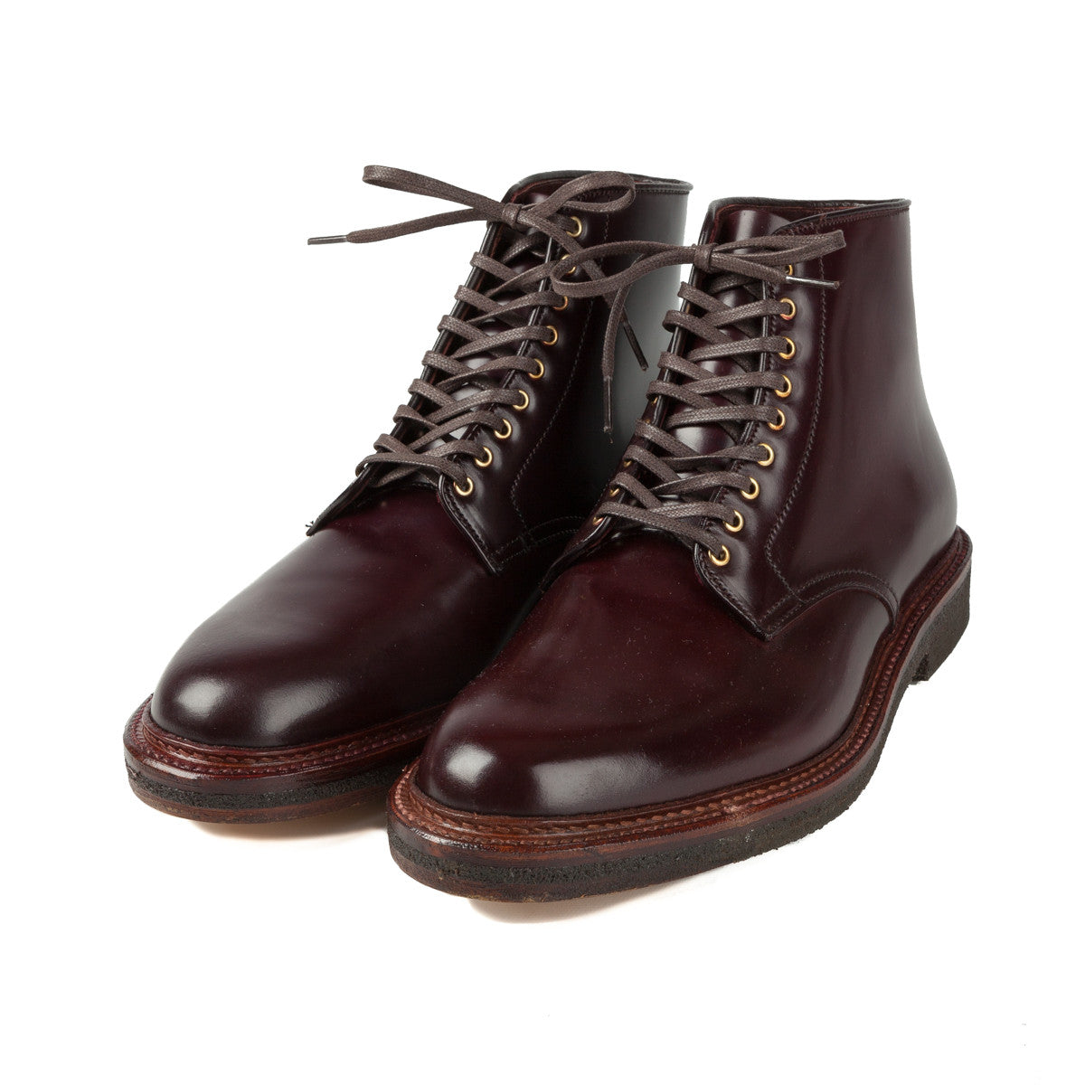 Alden x Frans Boone plain toe boots in #8 cordovan on crepe - Frans ...