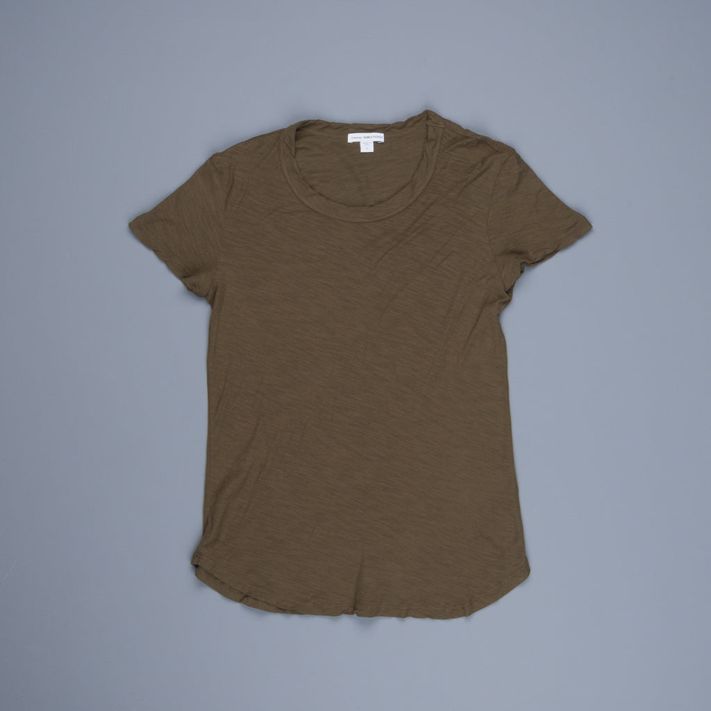 James Perse Women Sheer Slub Crew Neck Tee Sergeant