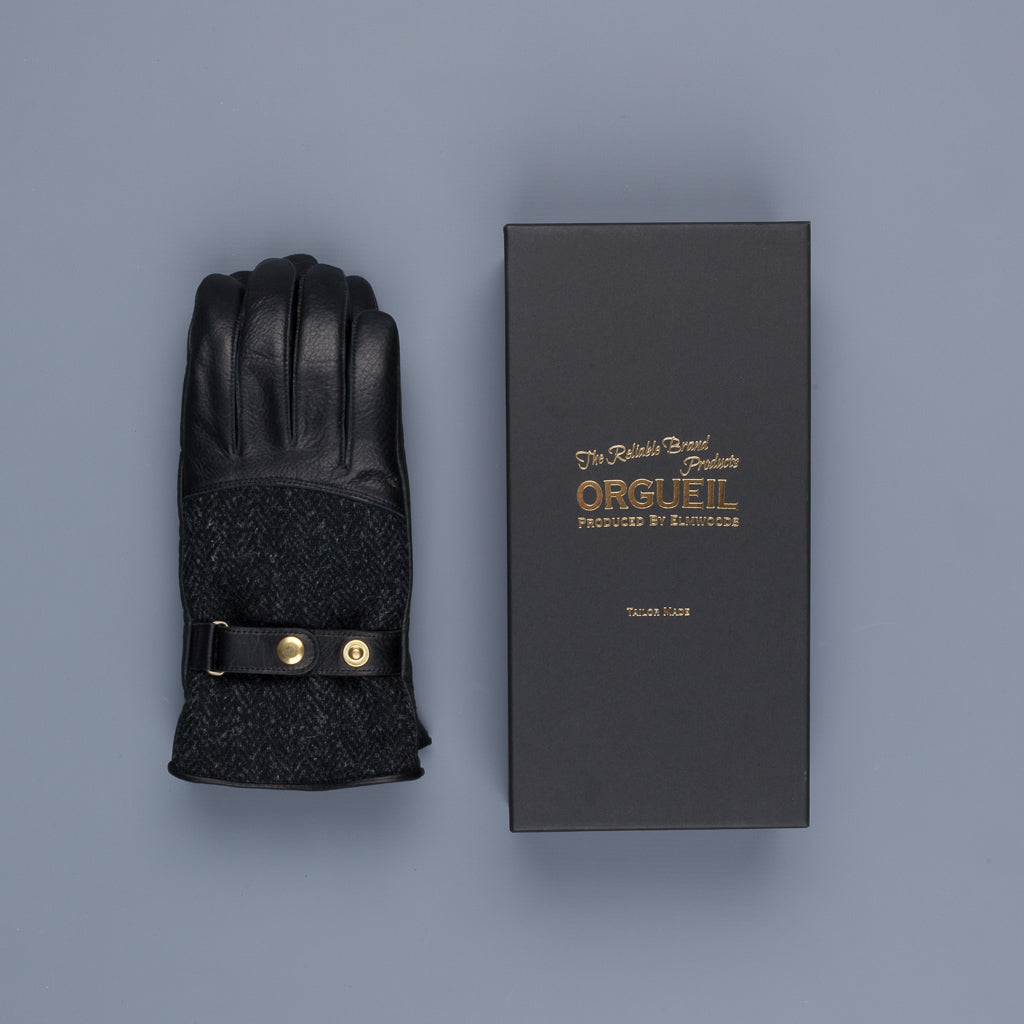 Orgueil Long Leather Gloves OR-7107 Black