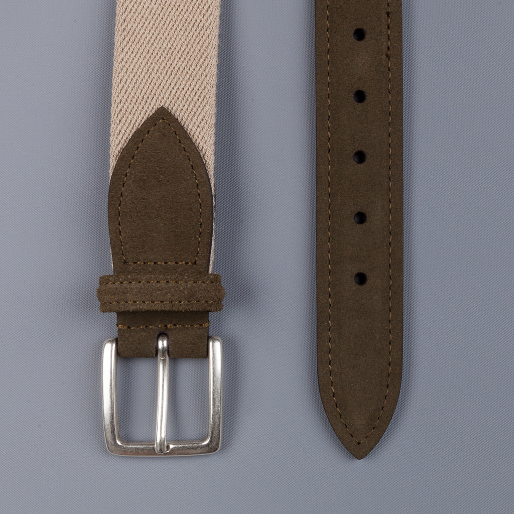 Anderson's x Frans Boone Woven Belt Tan - Olive Suede