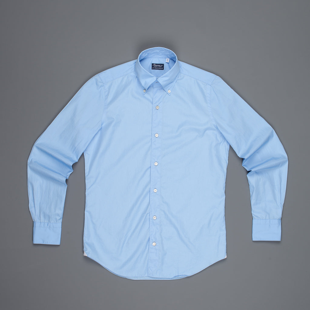 Finamore Tokyo shirt Lucio Collar Alumo poplin Avio blue