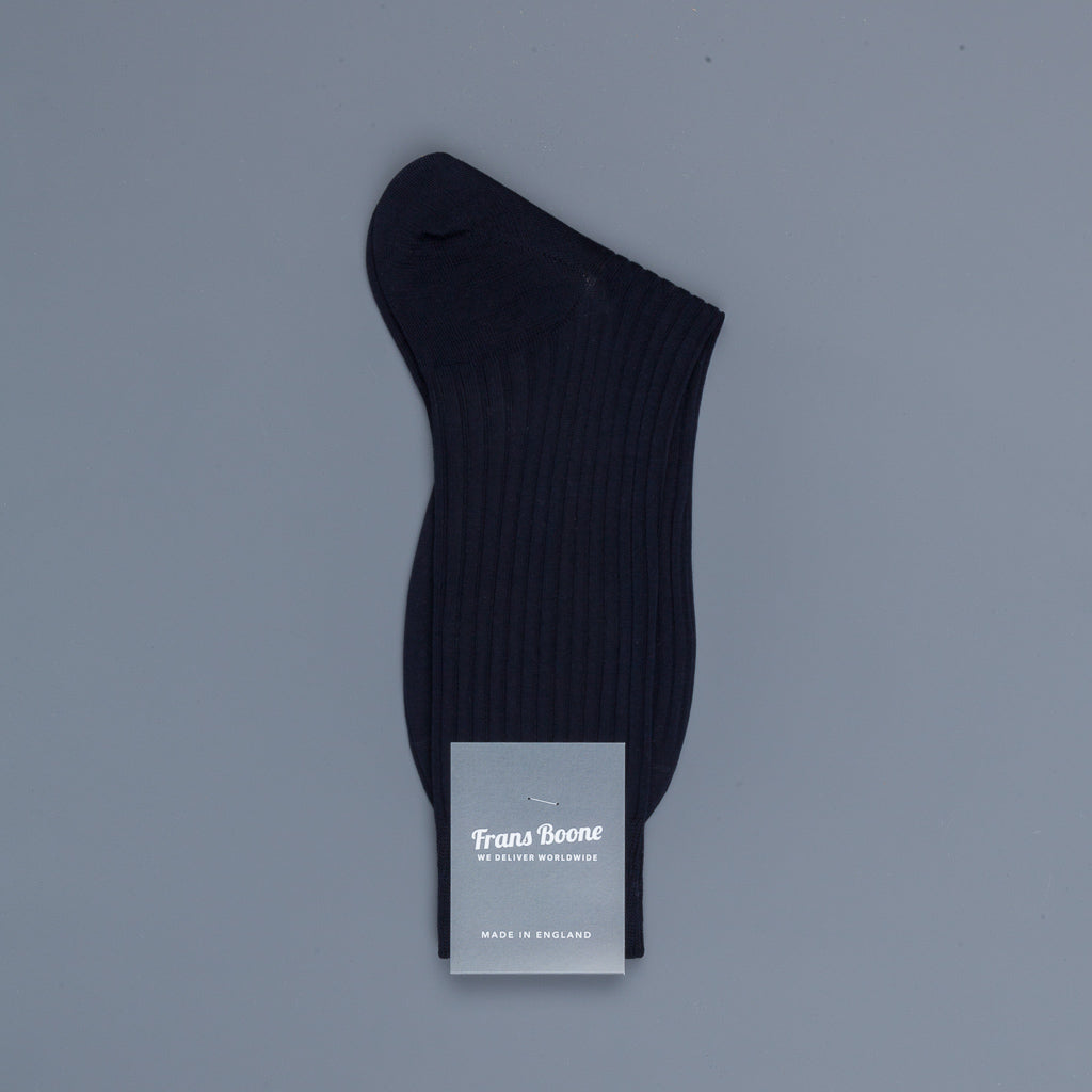 Frans Boone X Pantherella Vale Socks 100% Fil d'Ecosse / Cotton lisle  Navy