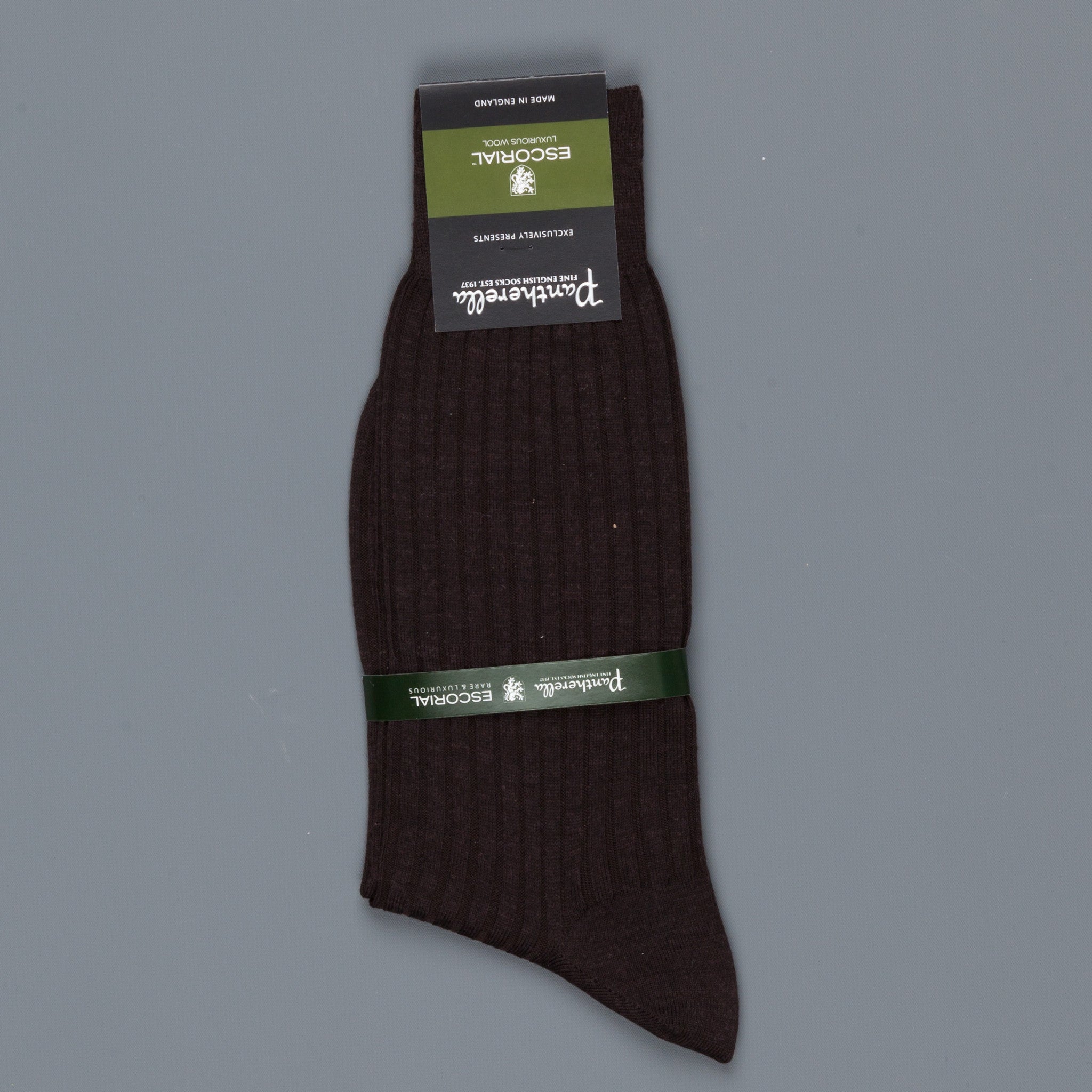 Pantherella Escorial wool ankle high socks Dark Chocolate