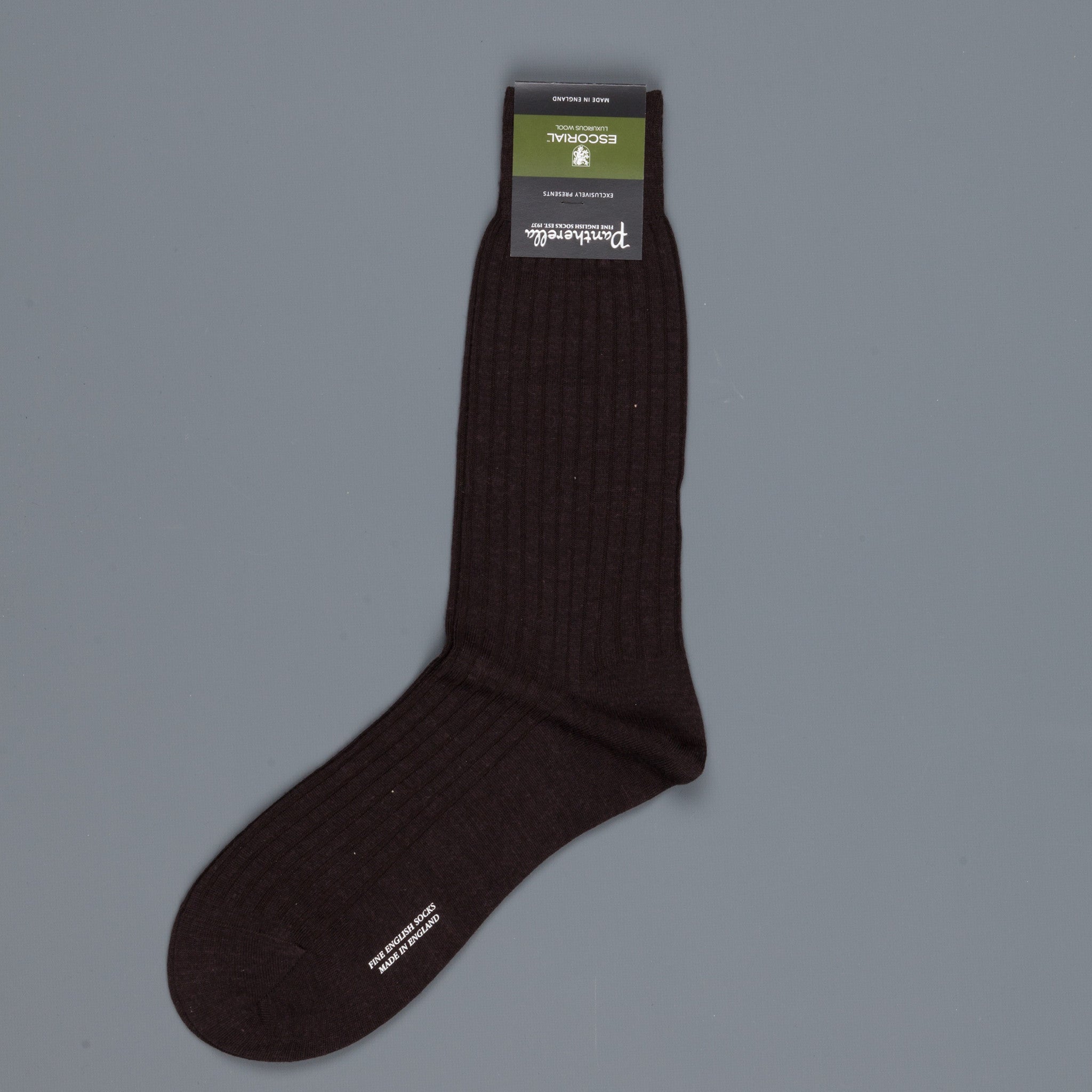 Pantherella Escorial wool ankle high socks Dark Chocolate