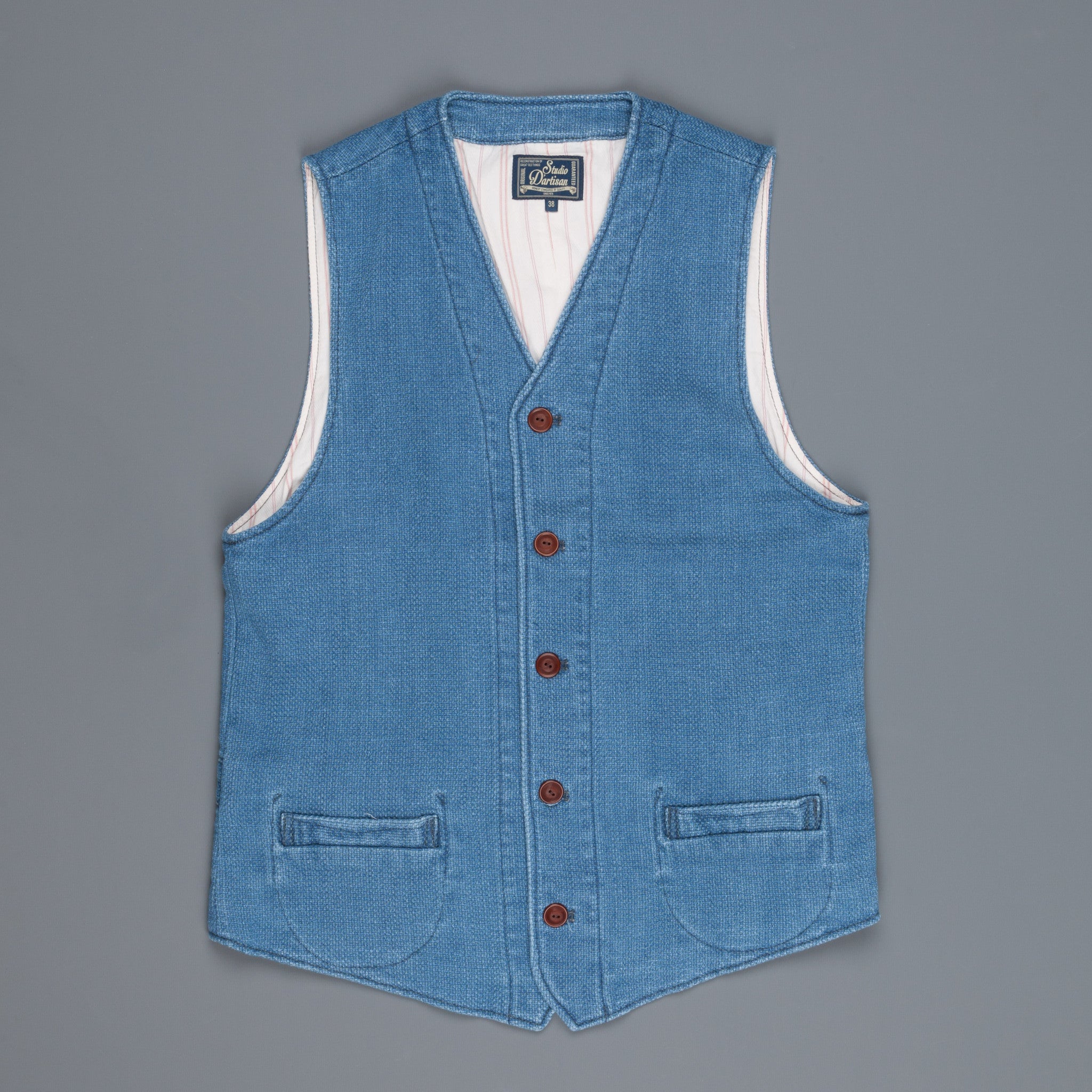 Studio D'Artisan indigo dyed waistcoat model 4413U