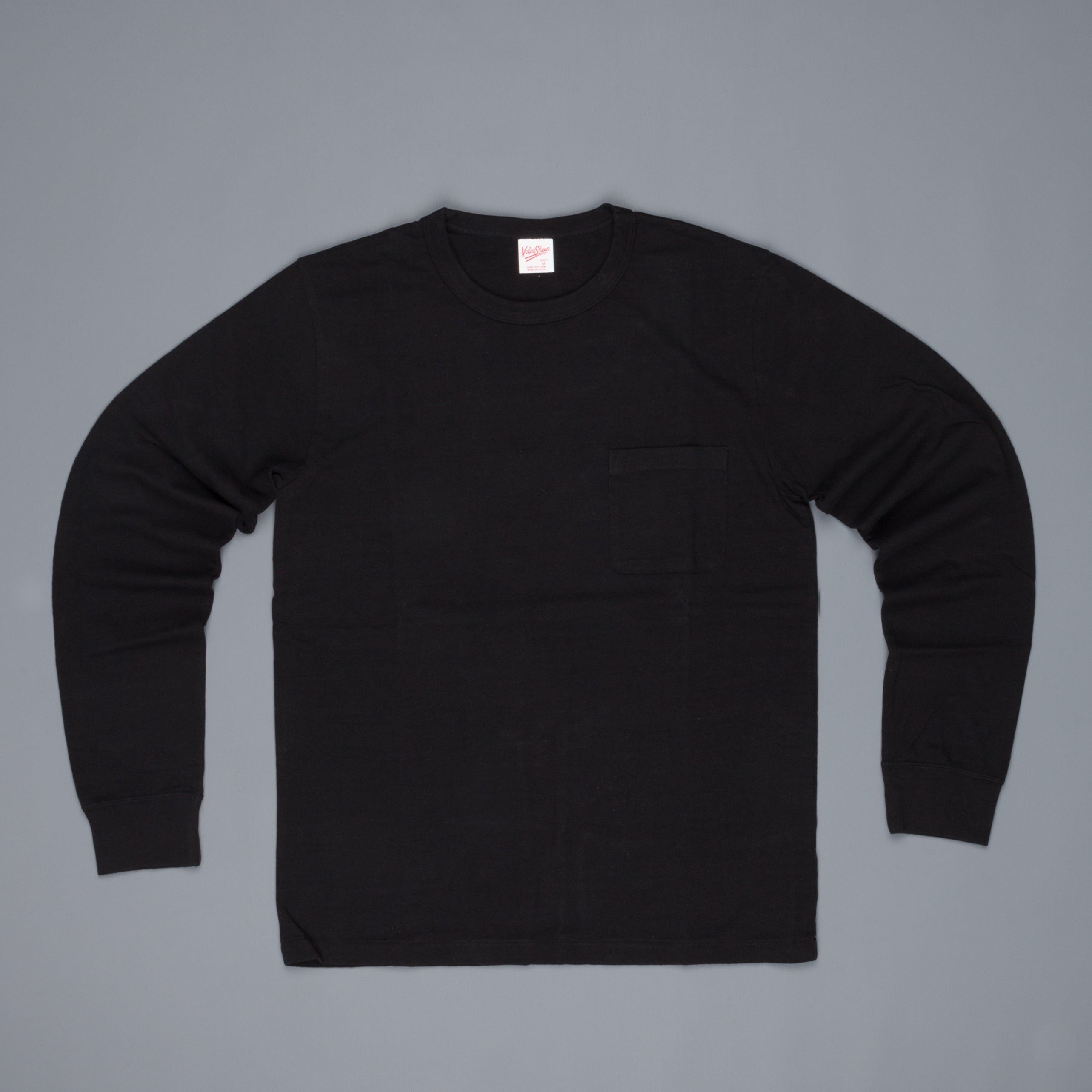 Velva Sheen Recycled Cotton Longsleeve Crew Neck Tee Black