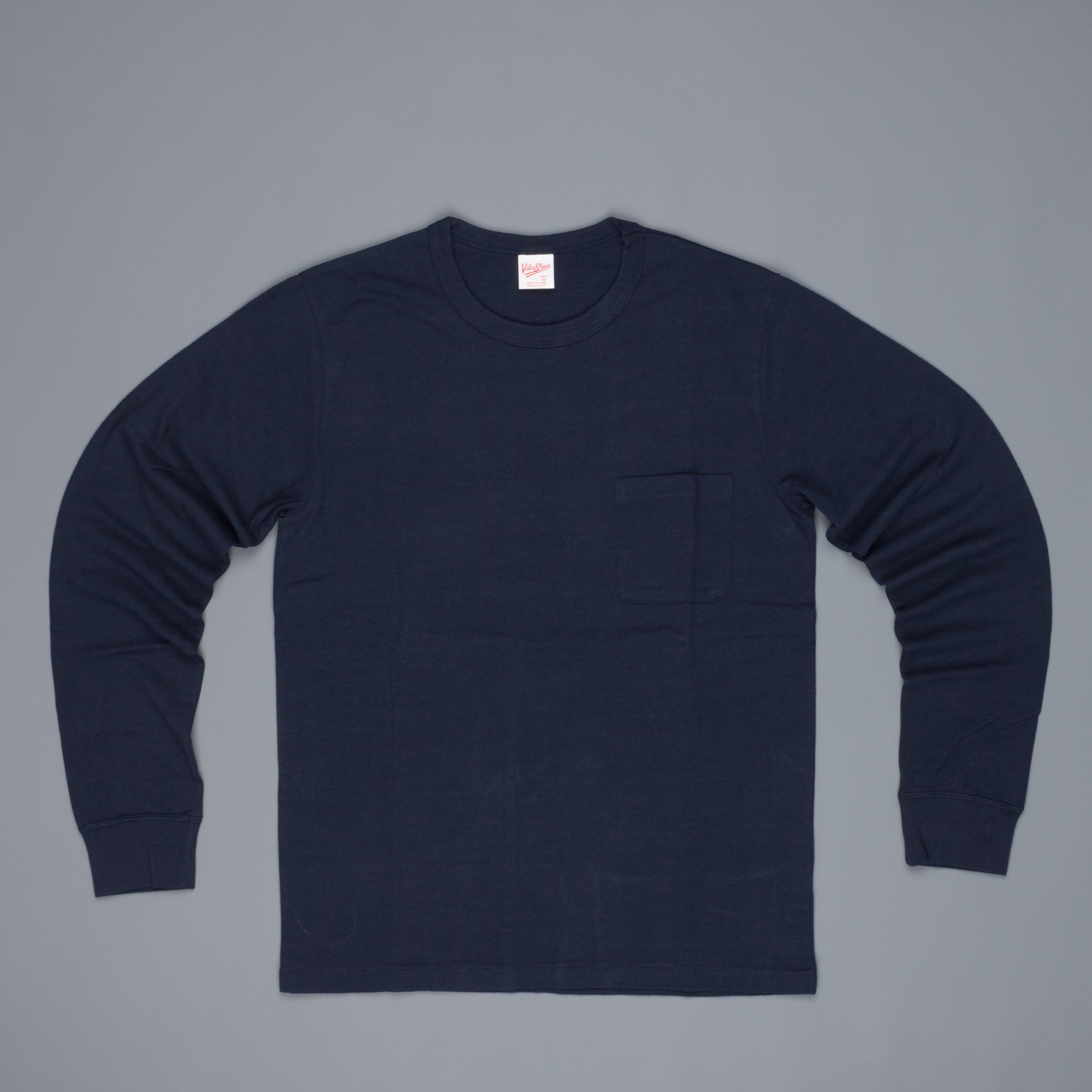 Velva Sheen Recycled Cotton Longsleeve Crew Neck Tee Navy