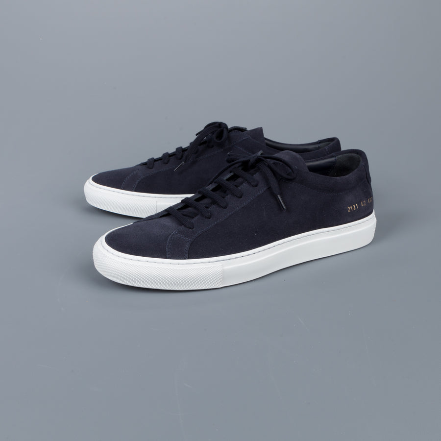 common projects achilles low navy suede