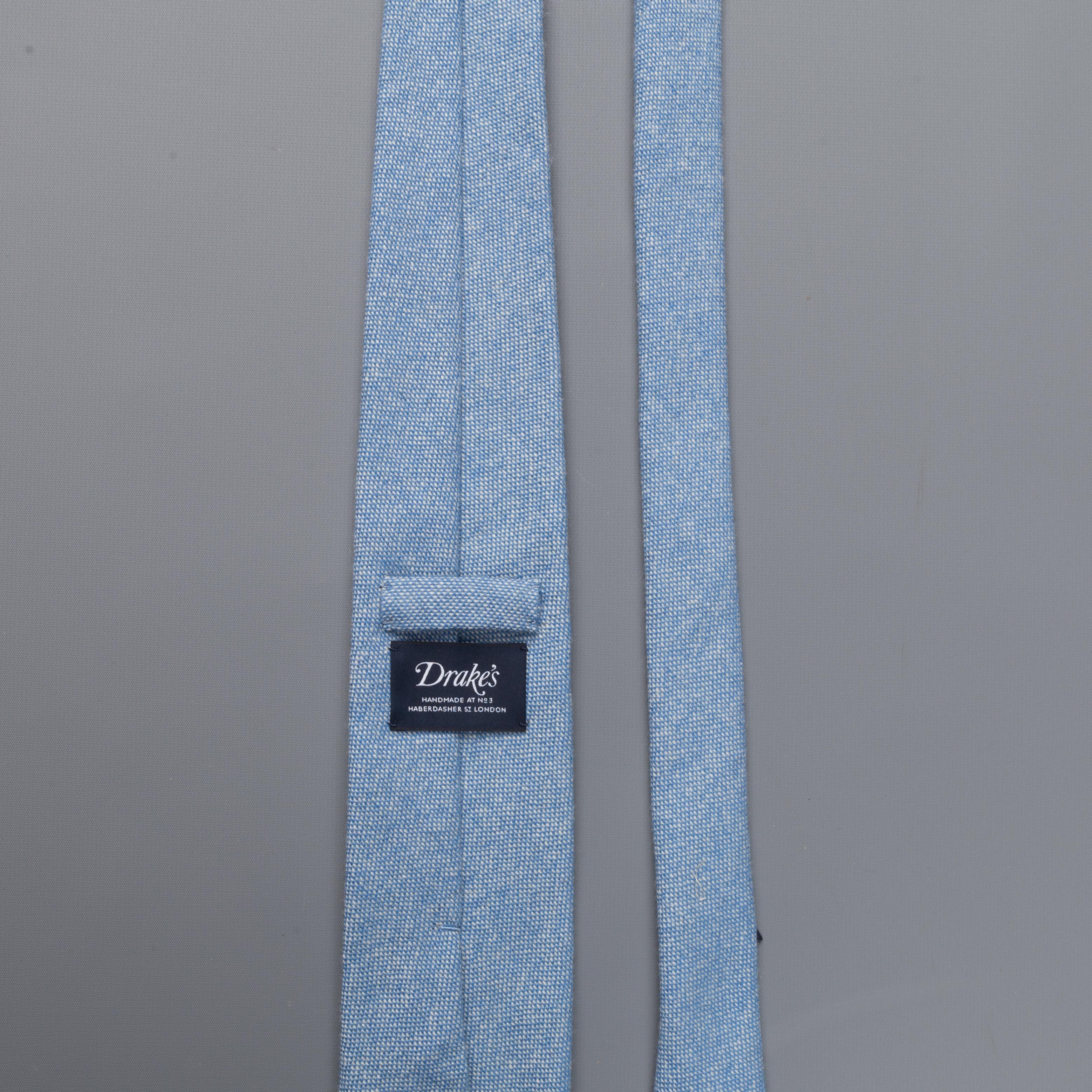 Drakes Cashmere tie, untipped light blue melange