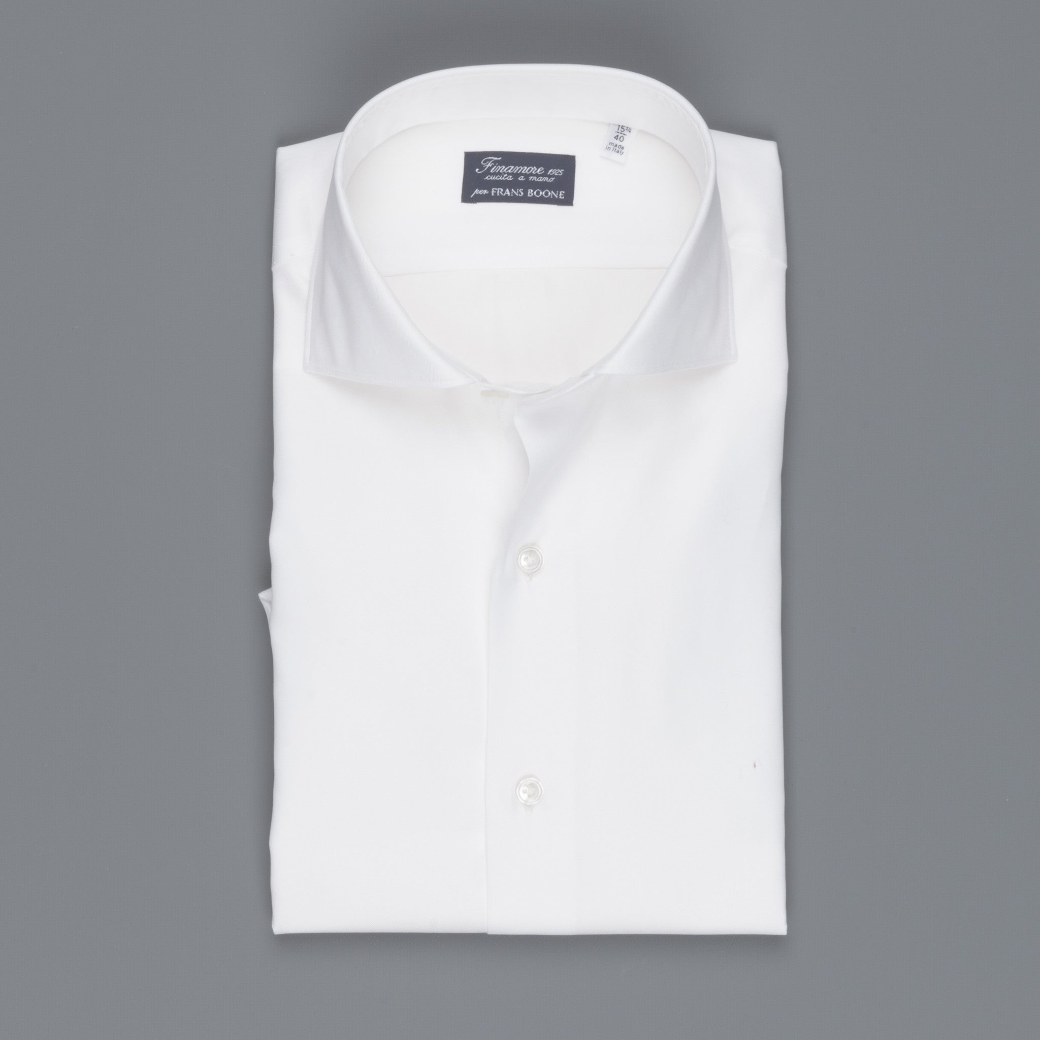 Finamore Milano fine white twill shirt Collo Eduardo