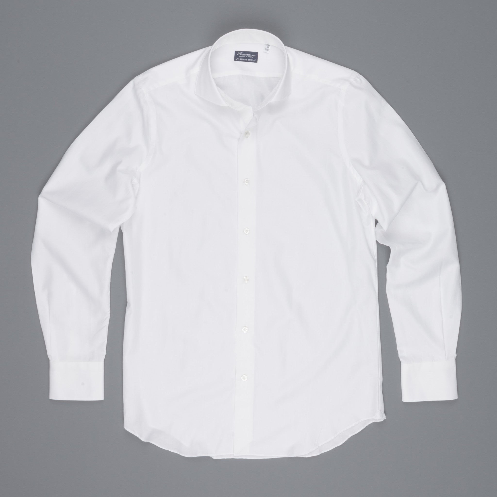 Finamore Milano fine white twill shirt Collo Eduardo