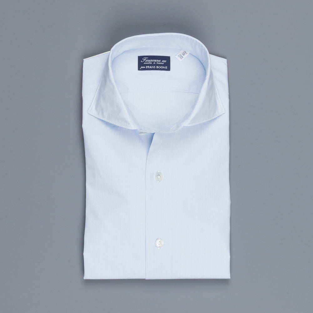 Finamore Milano shirt Eduardo collar light blue hairline