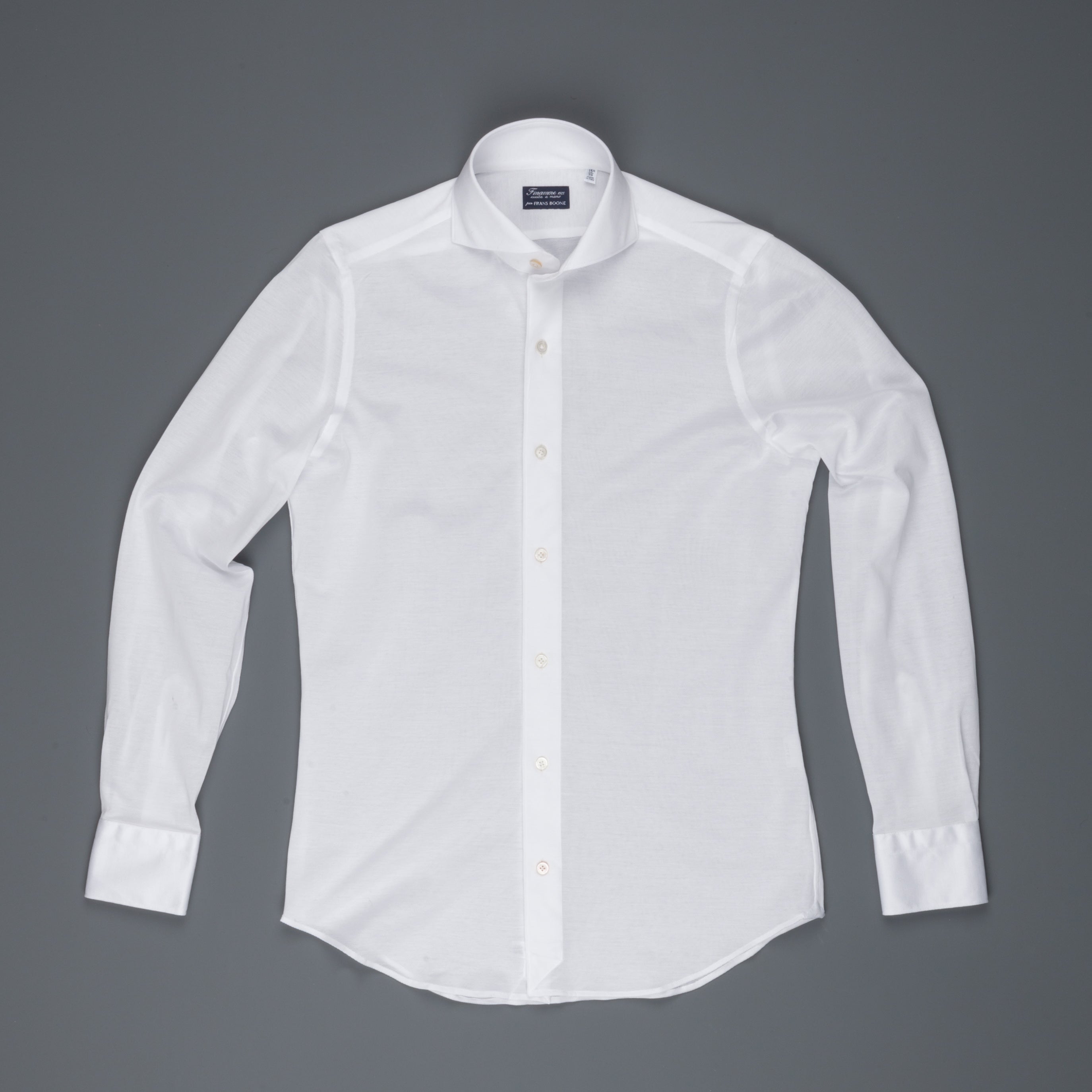 Finamore Toronto shirt Sergio collar in fine jersey pique white