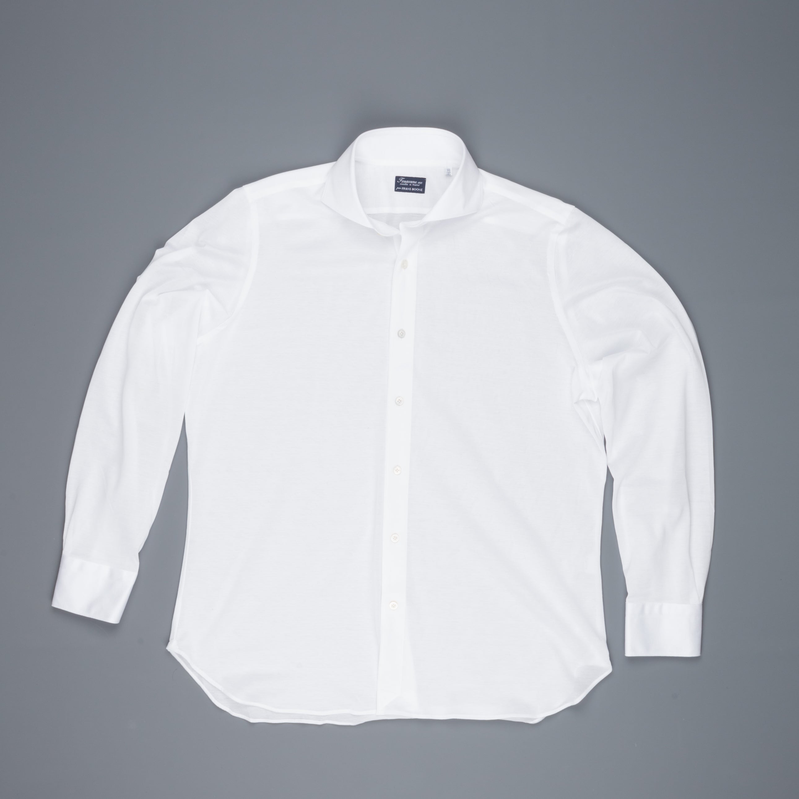 Finamore Ottawa Shirt Sergio Collar Stretch Piquet White