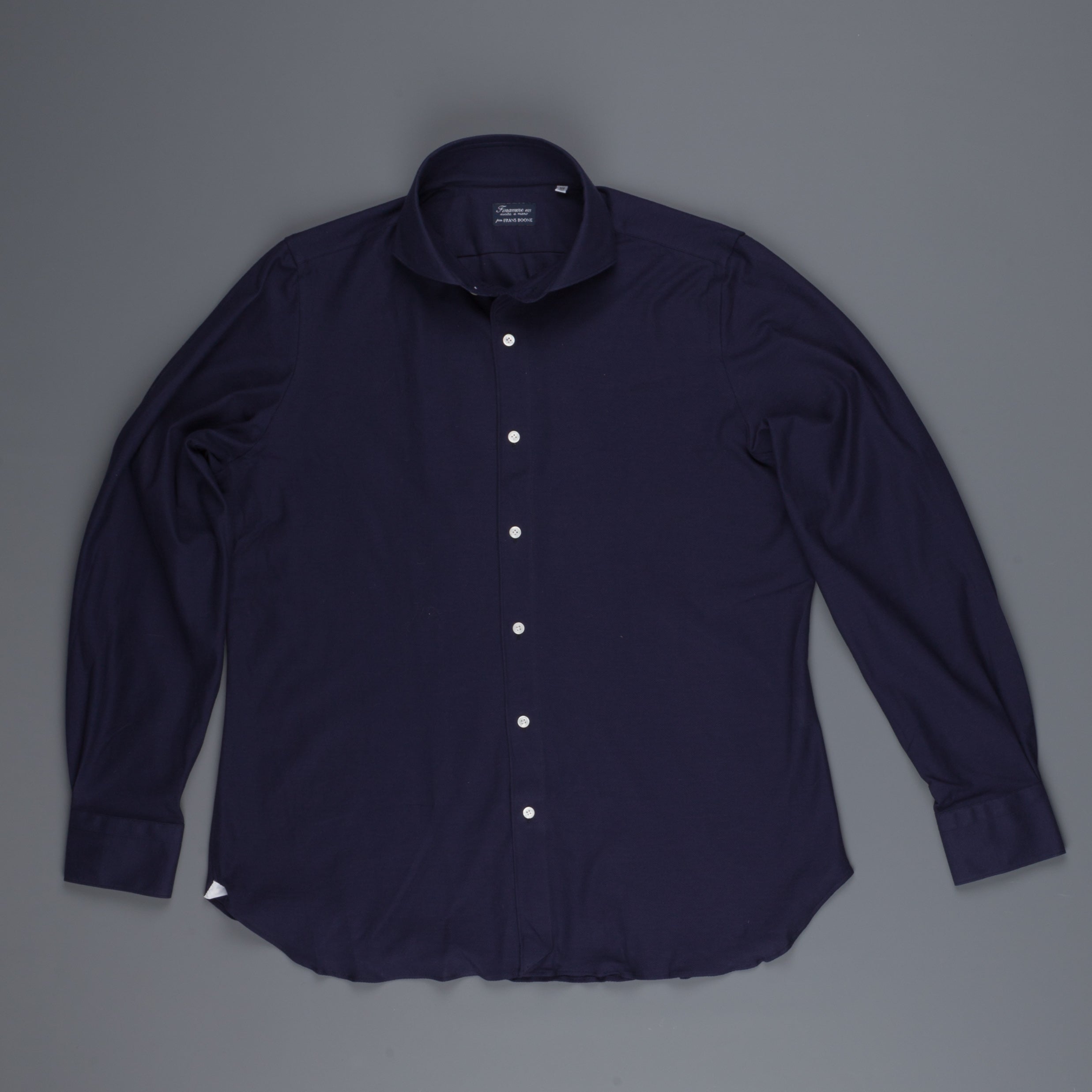 Finamore Ottawa Shirt Sergio Collar Stretch Piquet Navy